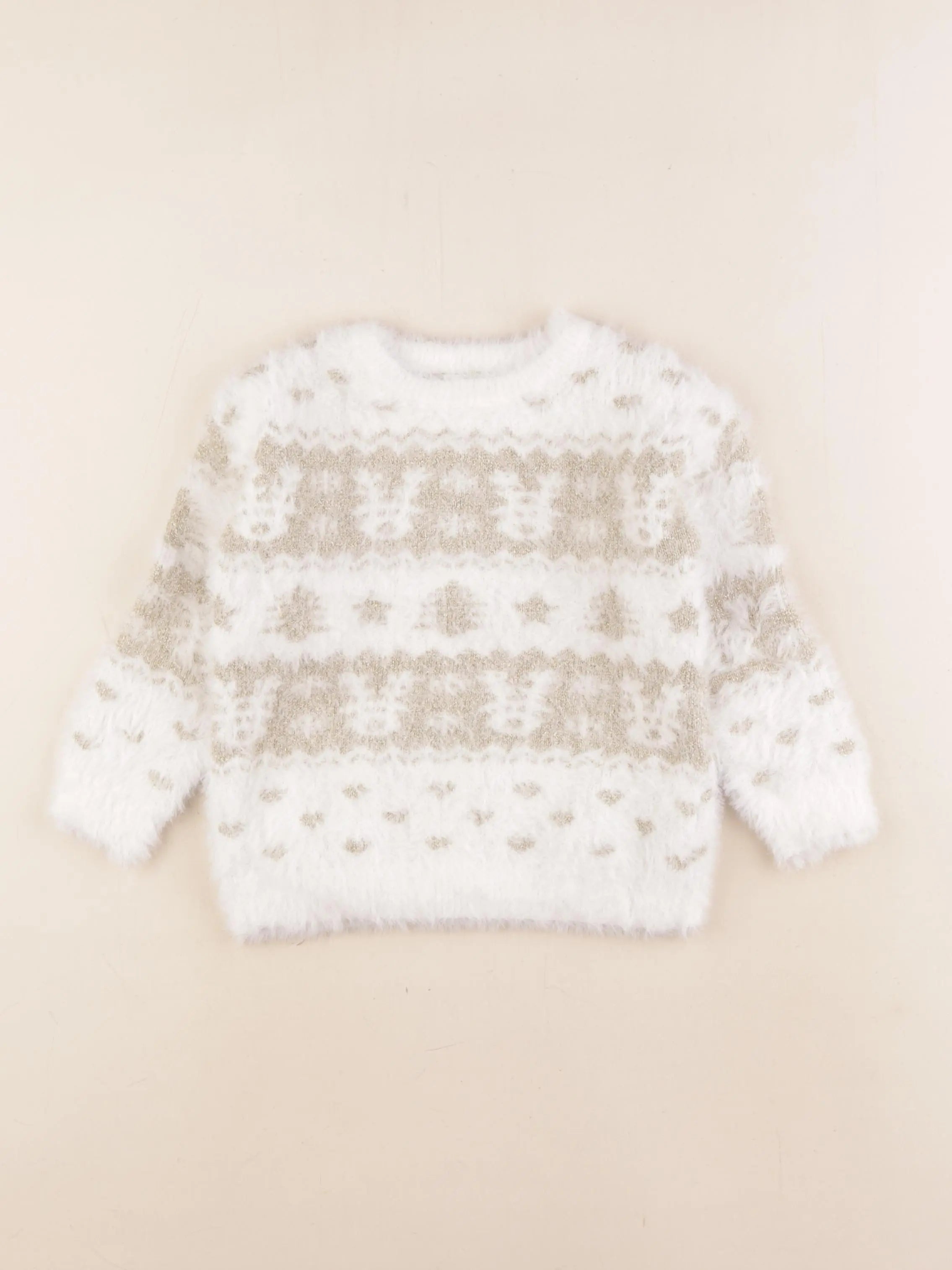 Vertbaudet - pull beige, or - 3 ans