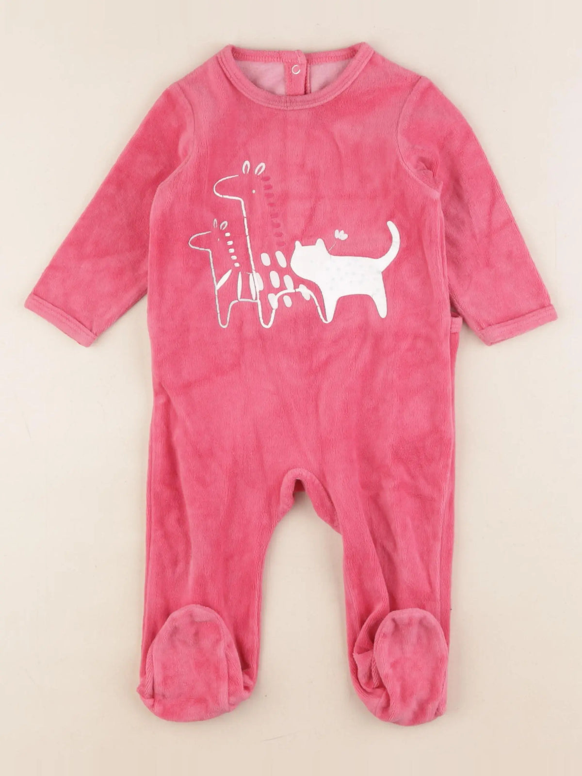 Vertbaudet - pyjama velours rose - 9 mois