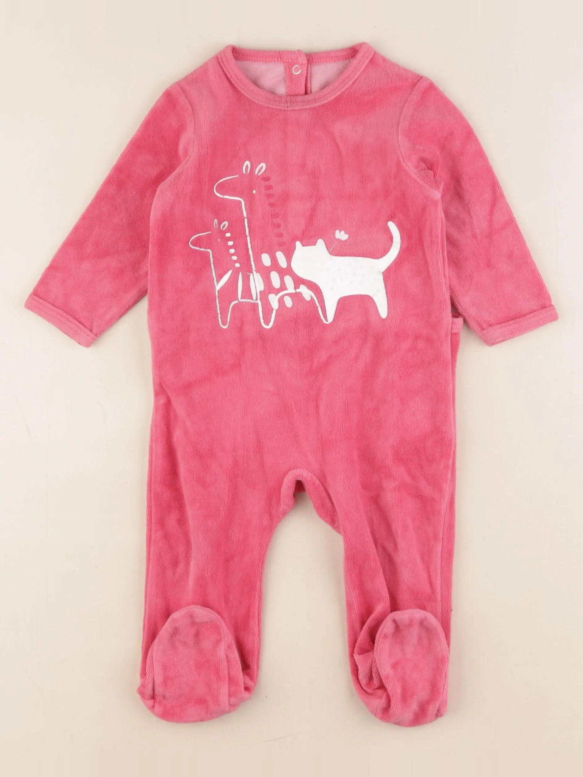 Vertbaudet - pyjama velours rose - 9 mois