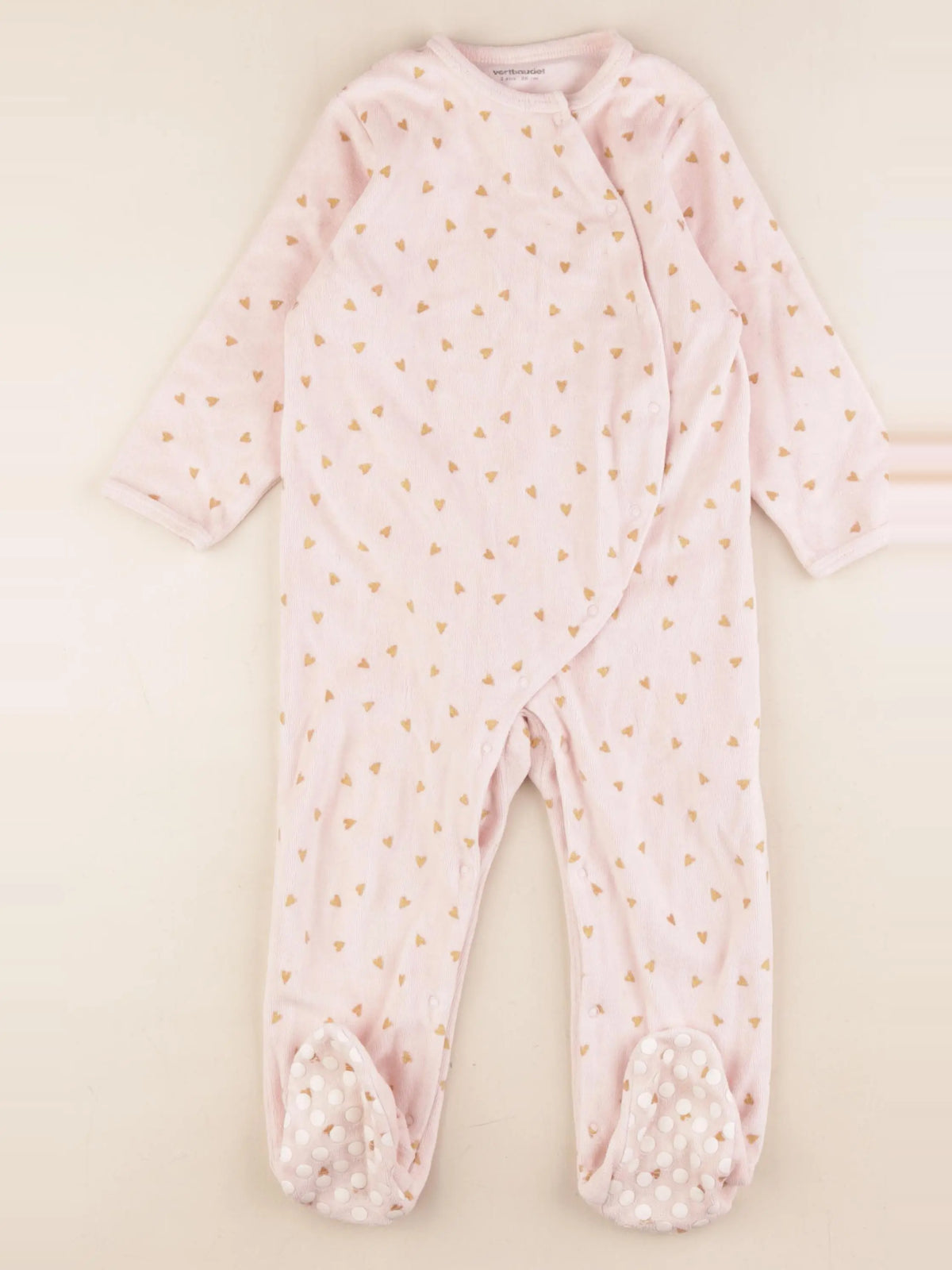 Vertbaudet - pyjama velours rose, or - 2 ans