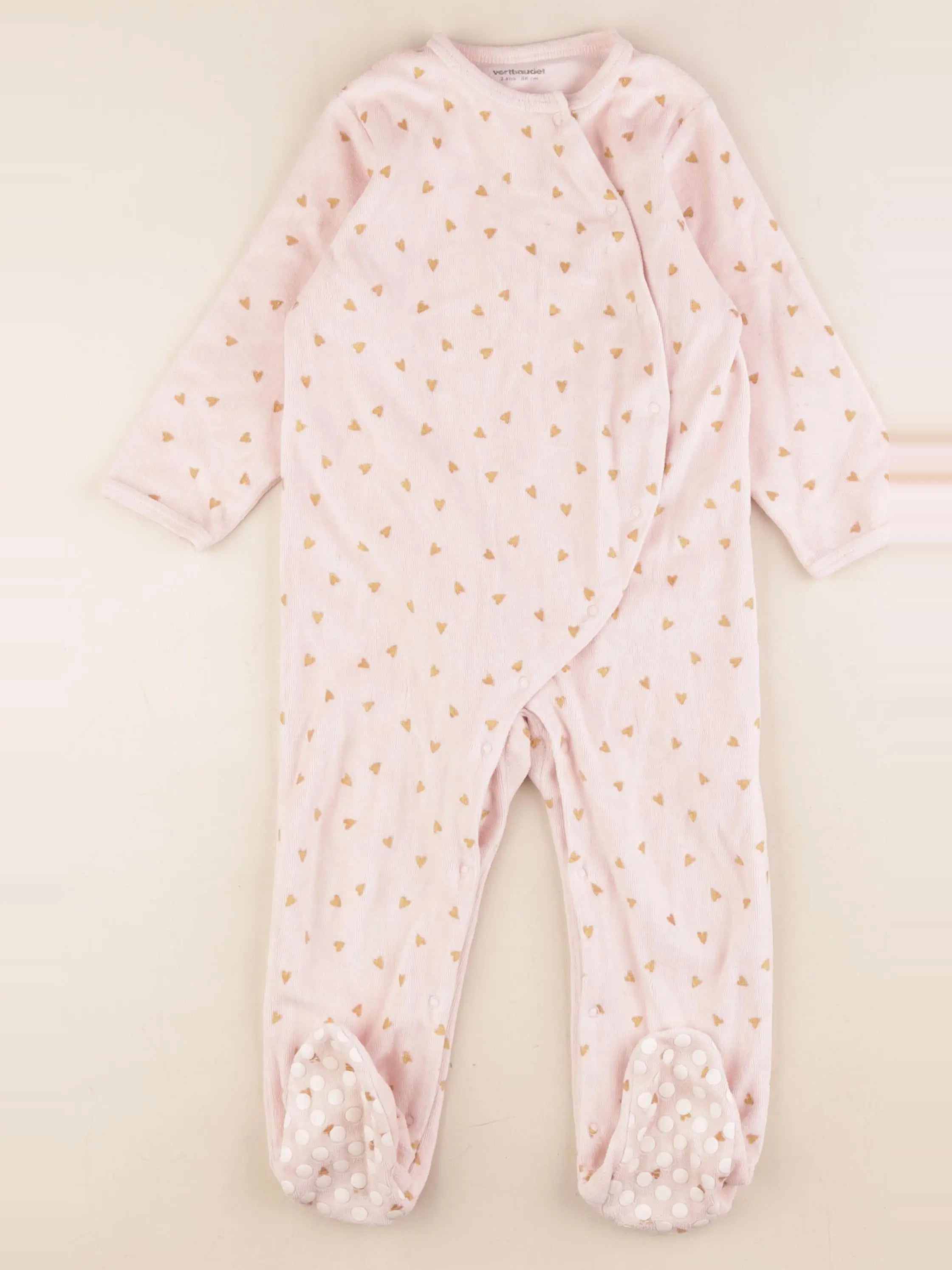 Vertbaudet - pyjama velours rose, or - 2 ans