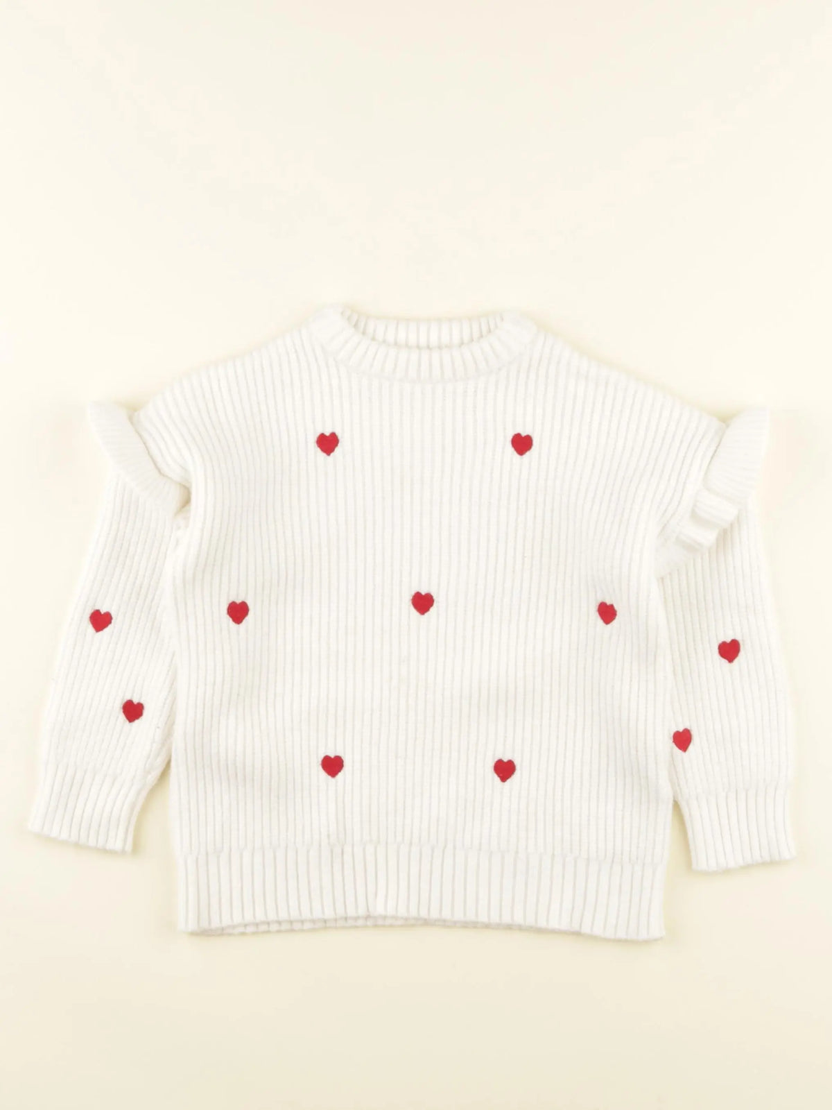 Vertbaudet - pull blanc, rouge - 3 ans