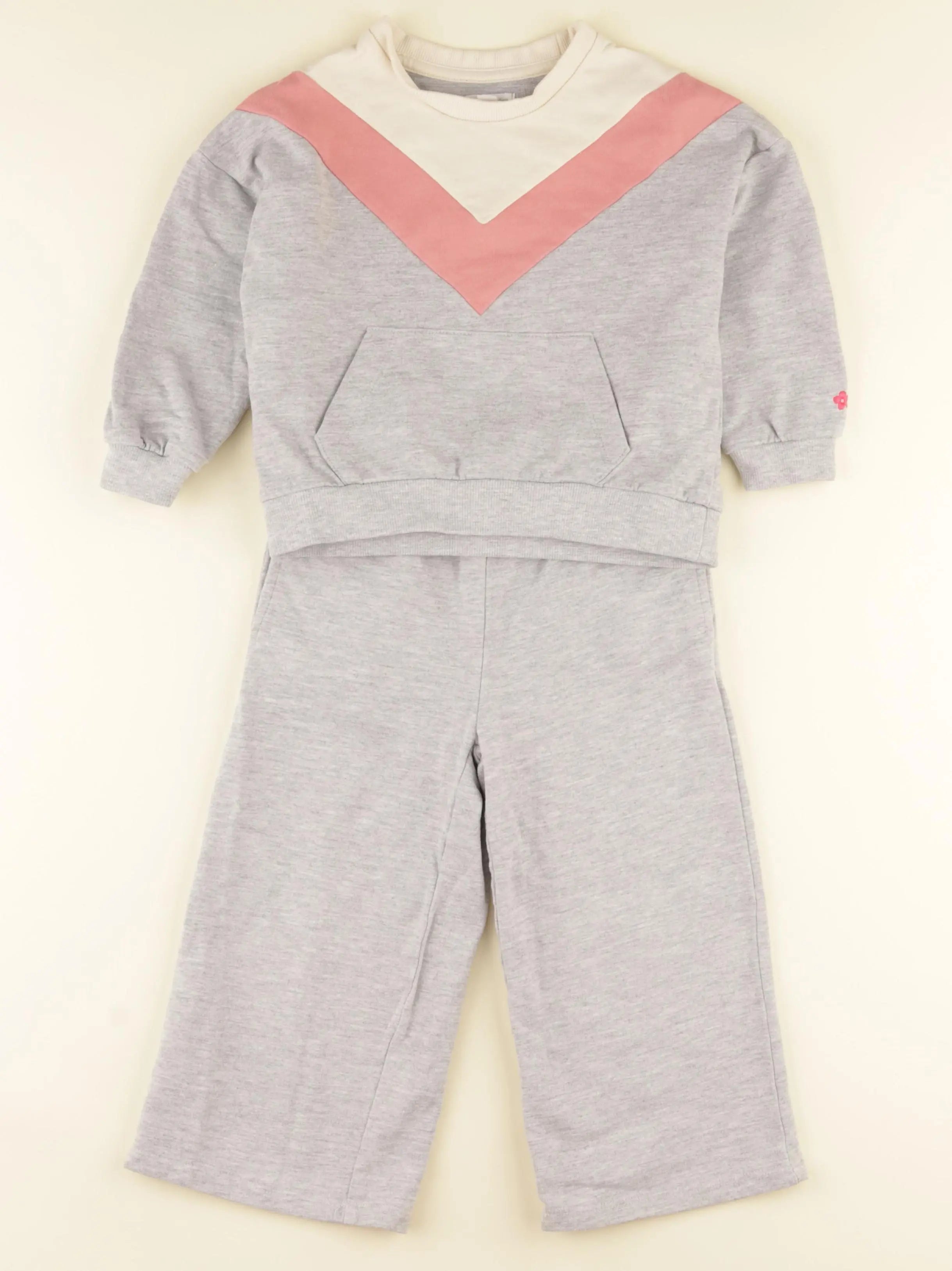 Vertbaudet - ensemble gris, rose - 3 ans