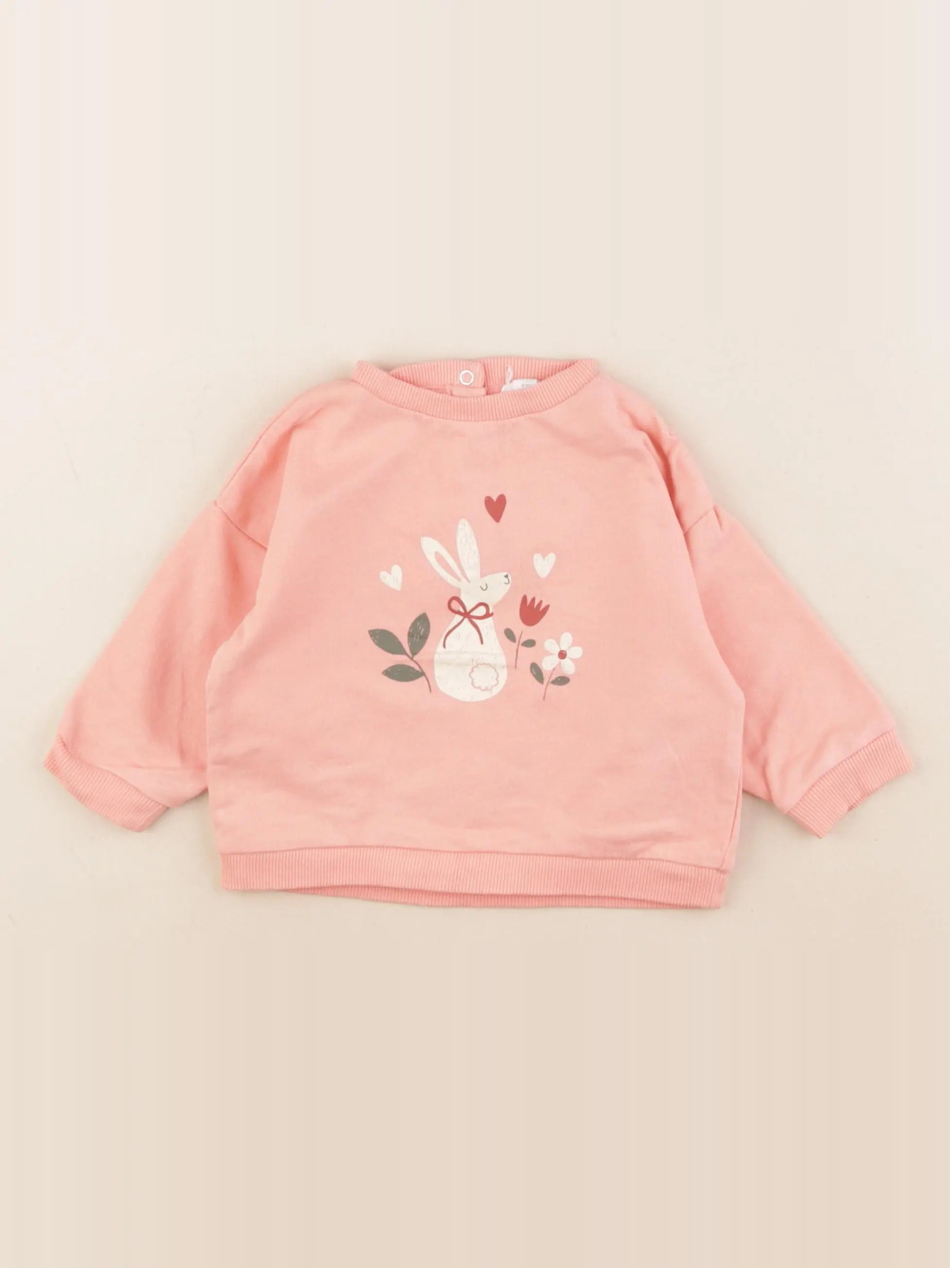 Vertbaudet - sweat rose - 9 mois