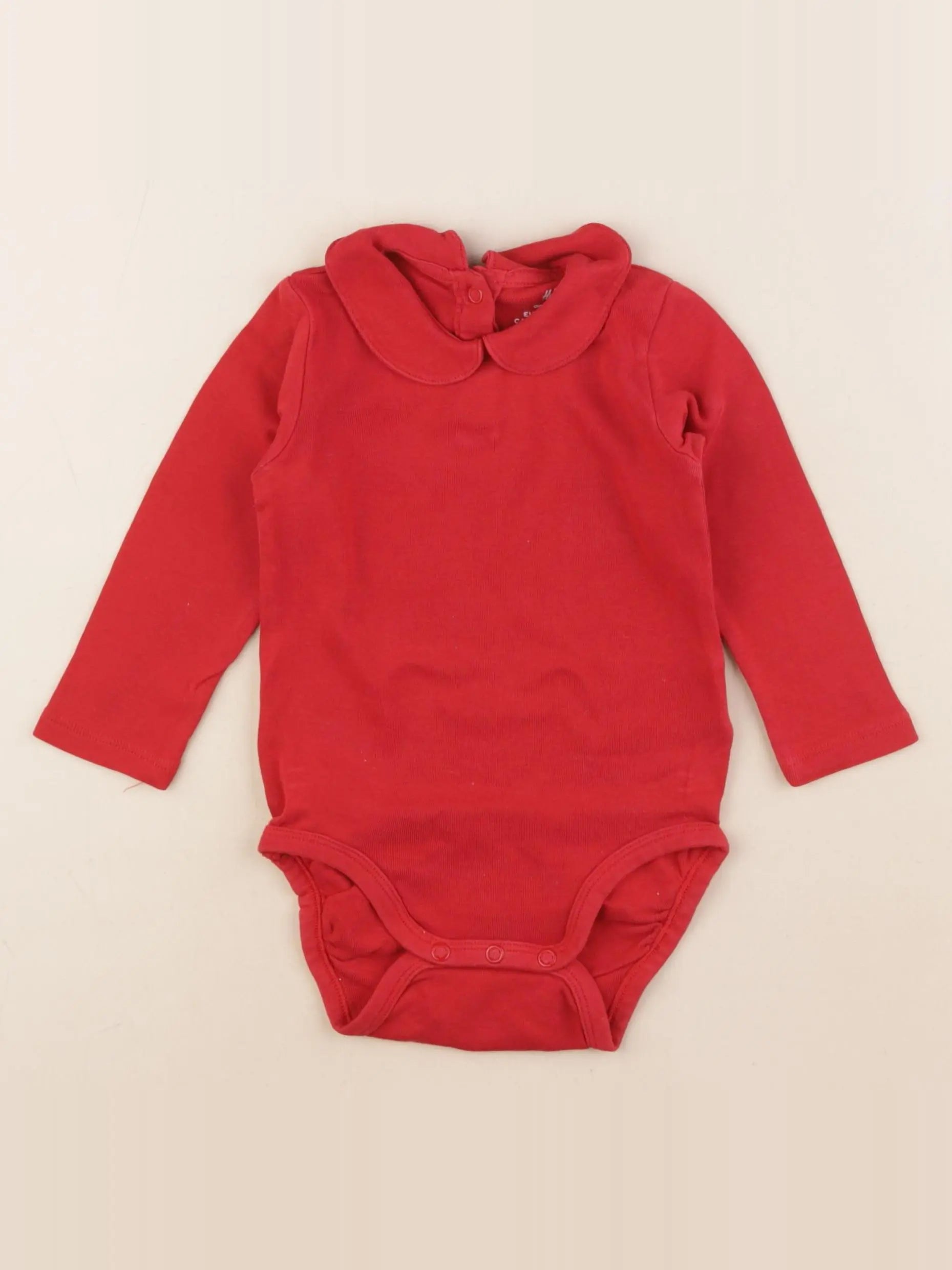H&M - body à col rouge - 6/9 mois