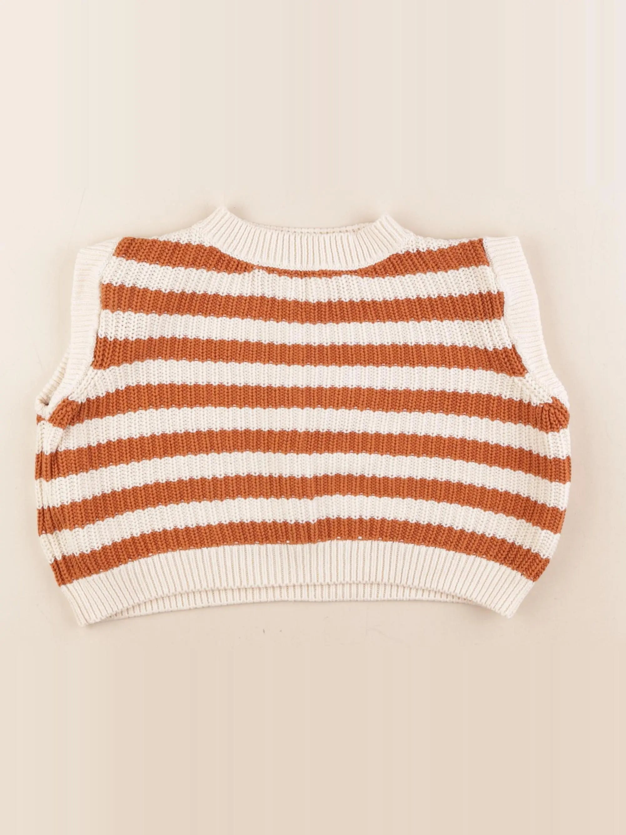 Vertbaudet - pull marron, blanc - 5 ans