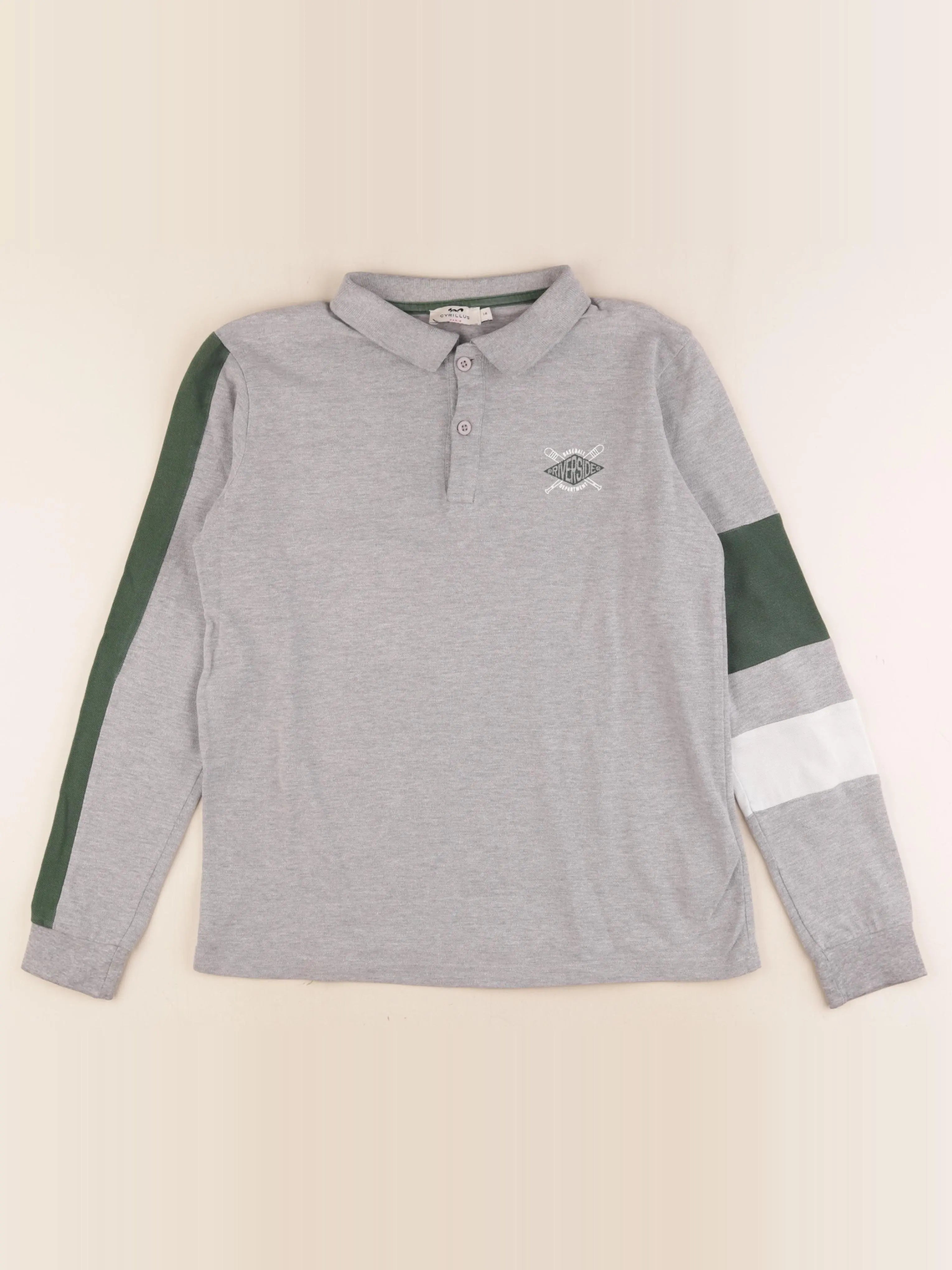 Cyrillus - polo gris, vert - 14 ans