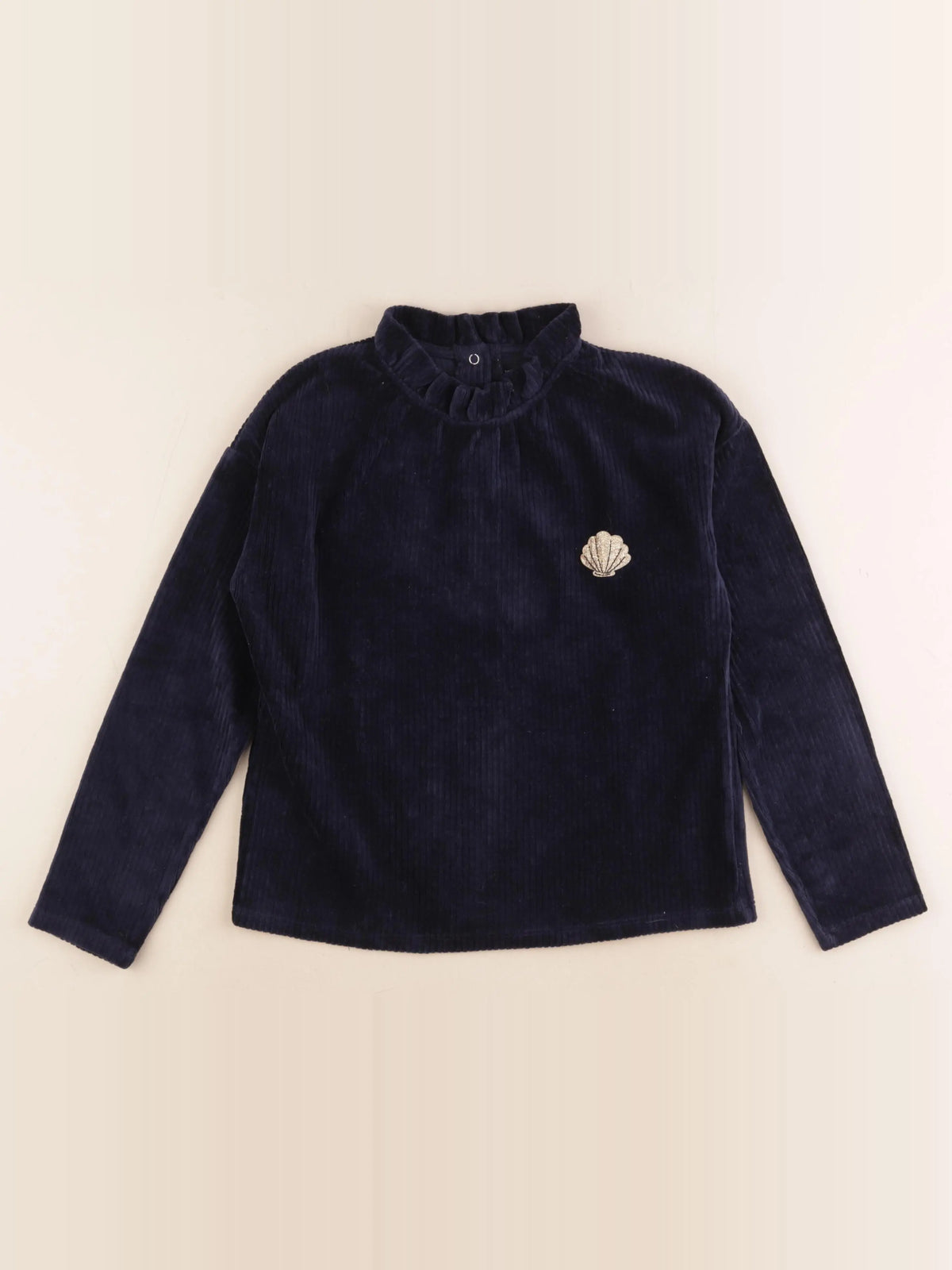 Vertbaudet - pull bleu, or - 10 ans