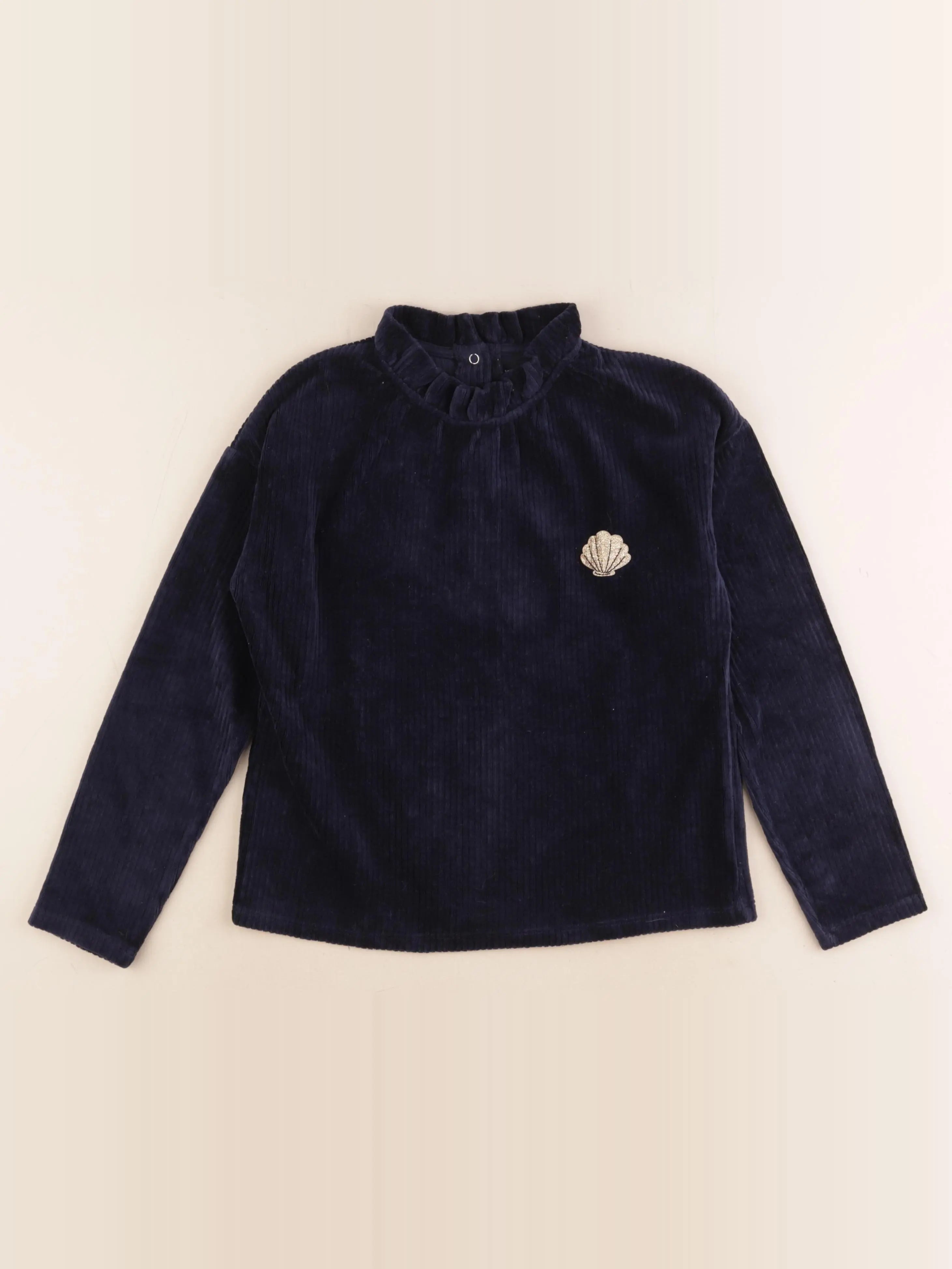Vertbaudet - pull bleu, or - 10 ans