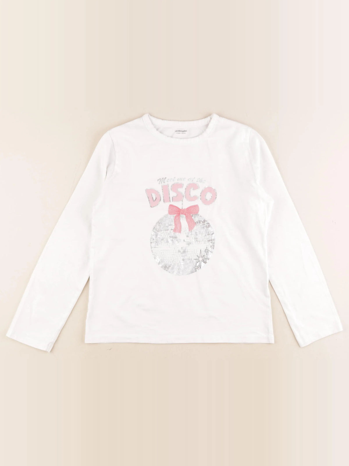 Vertbaudet - tee-shirt blanc, argent, rose - 10 ans