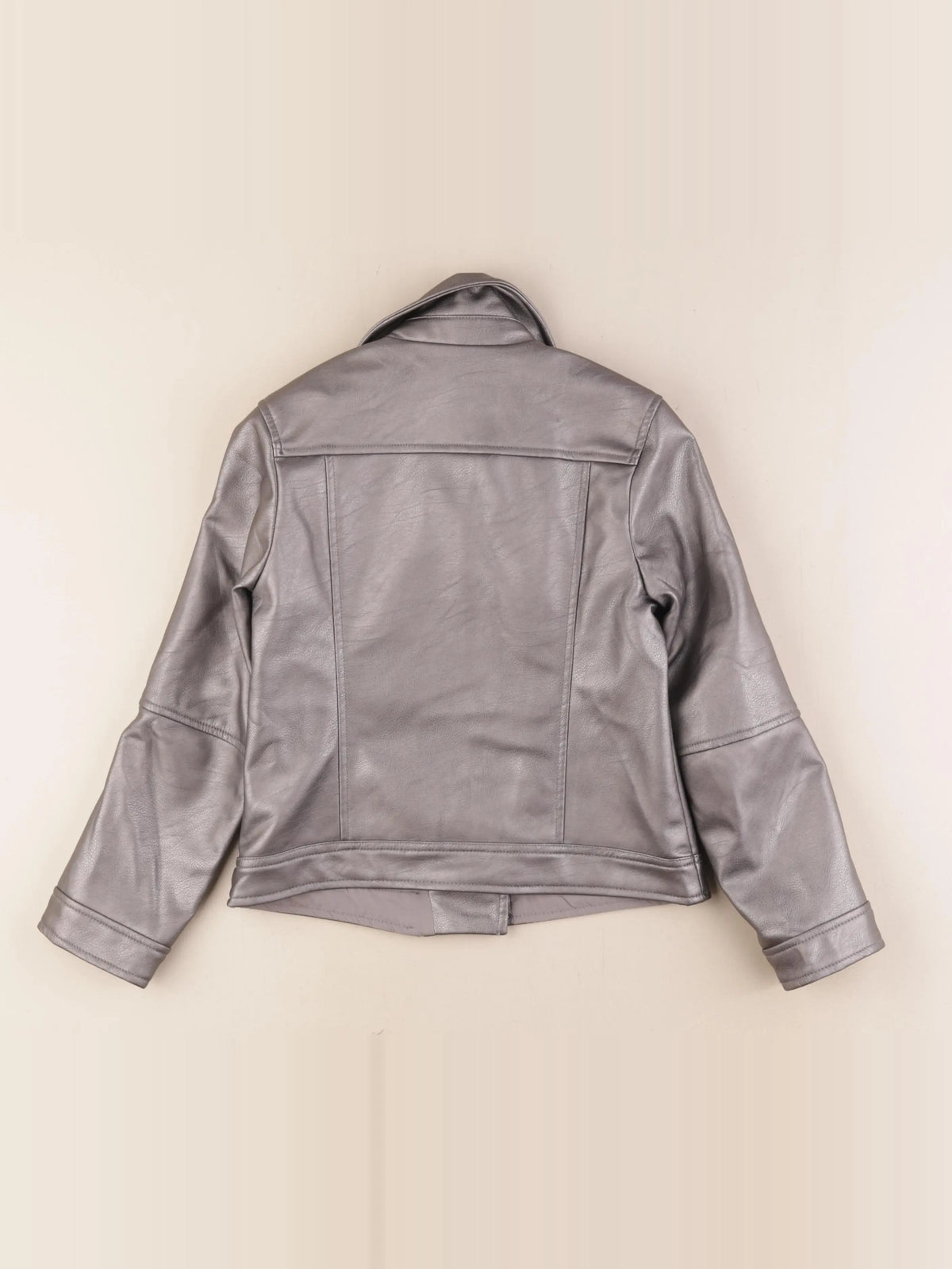 H&M - veste simili cuir gris - 7/8 ans