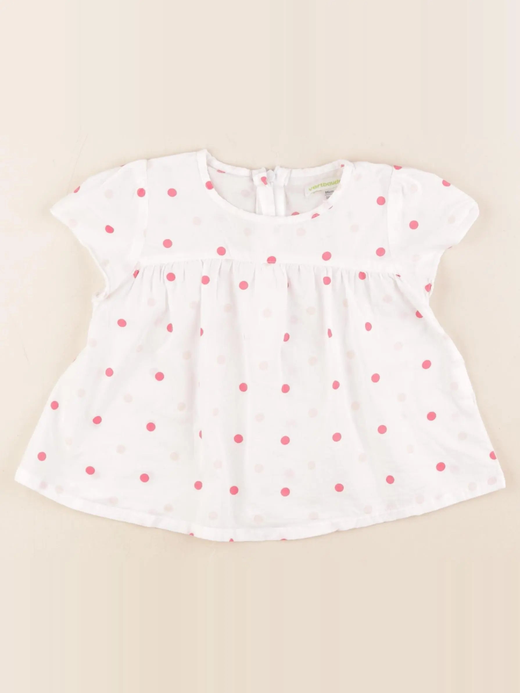 Vertbaudet - blouse blanc, rose - 2 ans