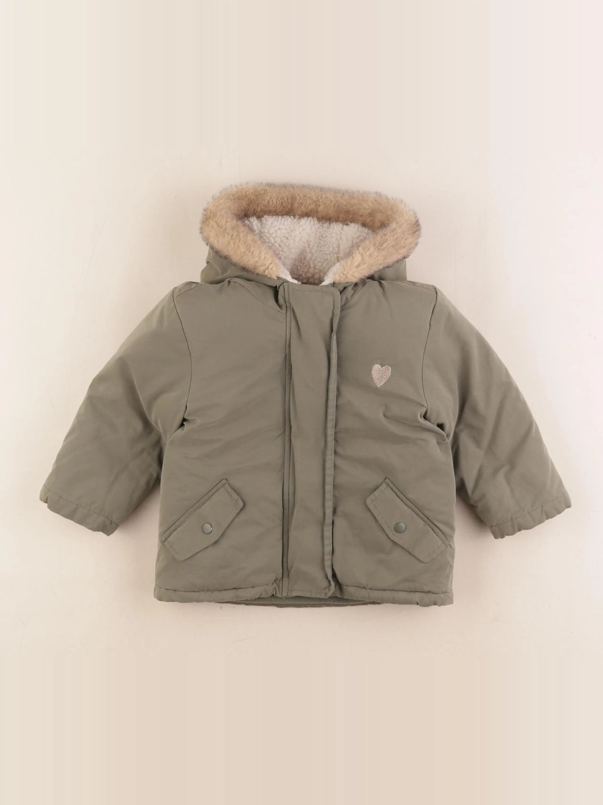 Vertbaudet - manteau doublure amovible vert - 2 ans