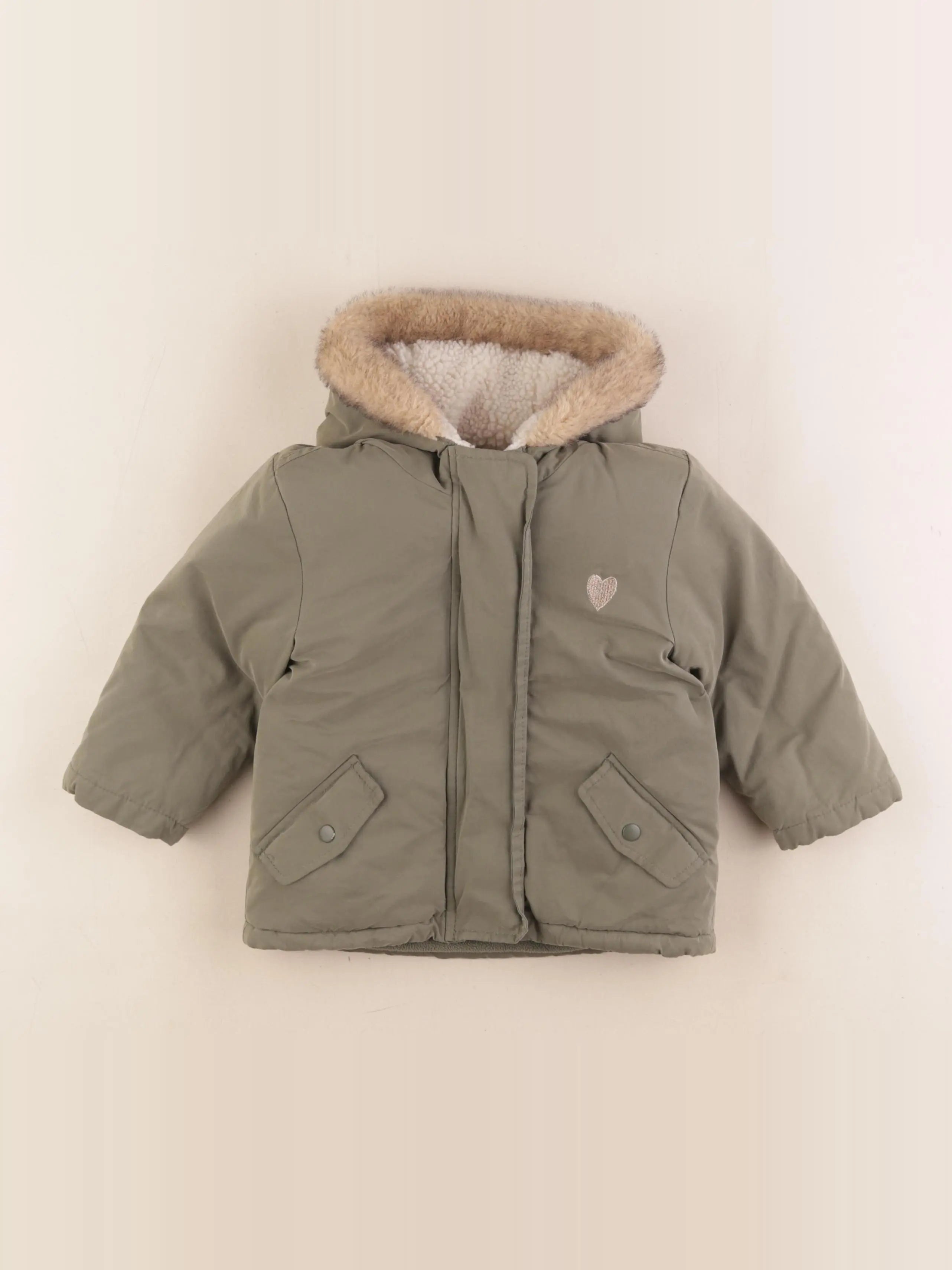 Vertbaudet - manteau doublure amovible vert - 2 ans