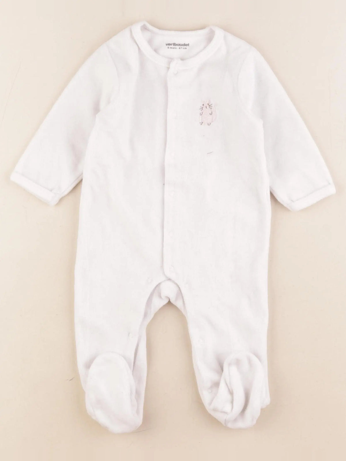 Vertbaudet - pyjama velours blanc - 6 mois
