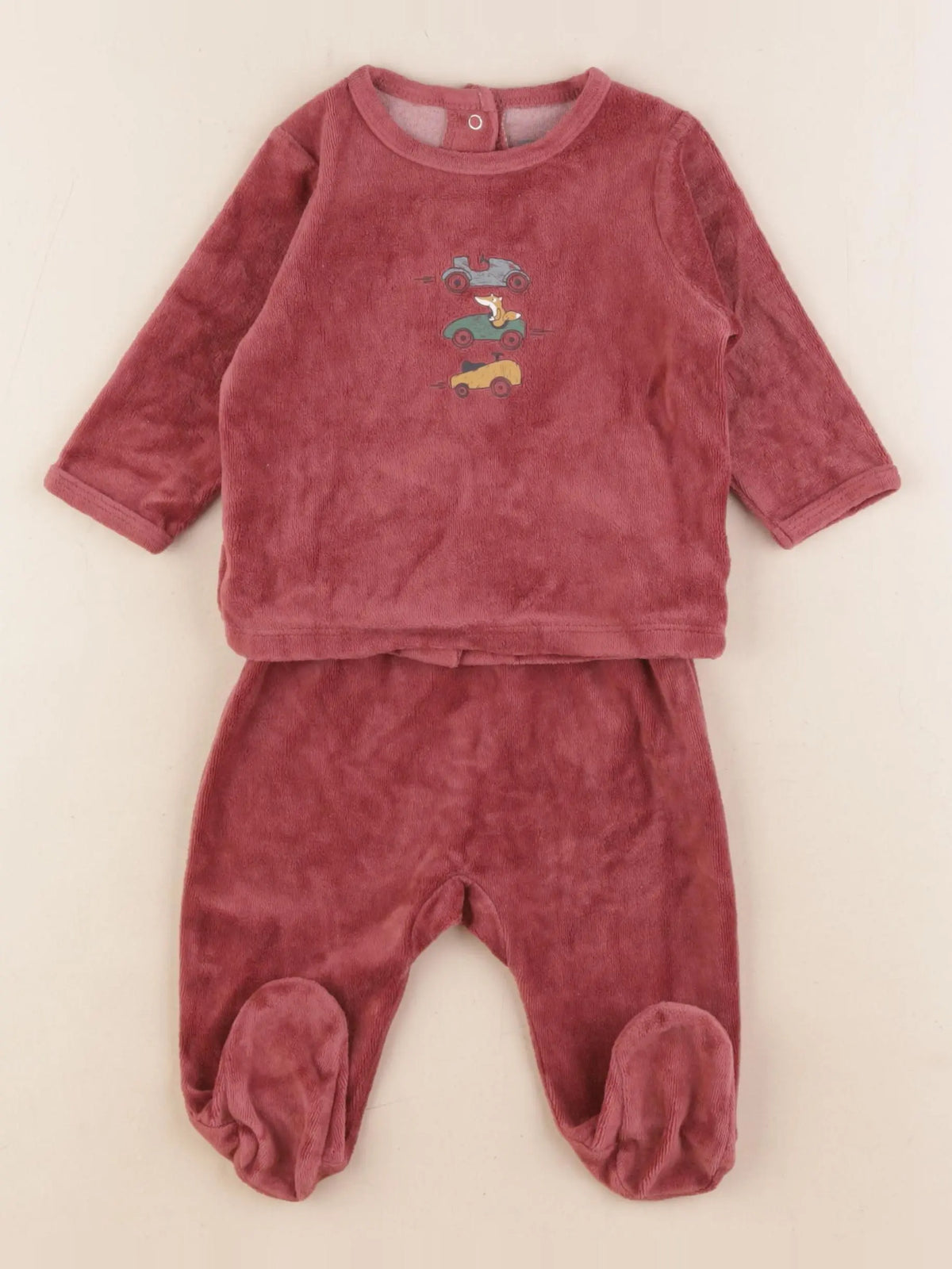 Vertbaudet - pyjama velours rouge - 6 mois