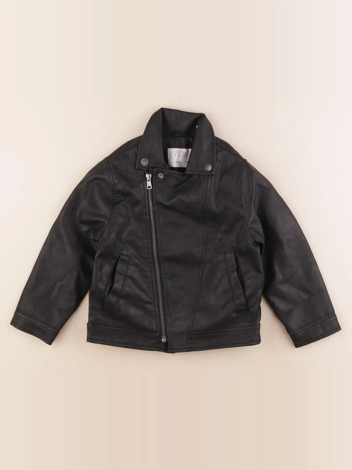 Zara - veste simili cuir noir - 3/4 ans