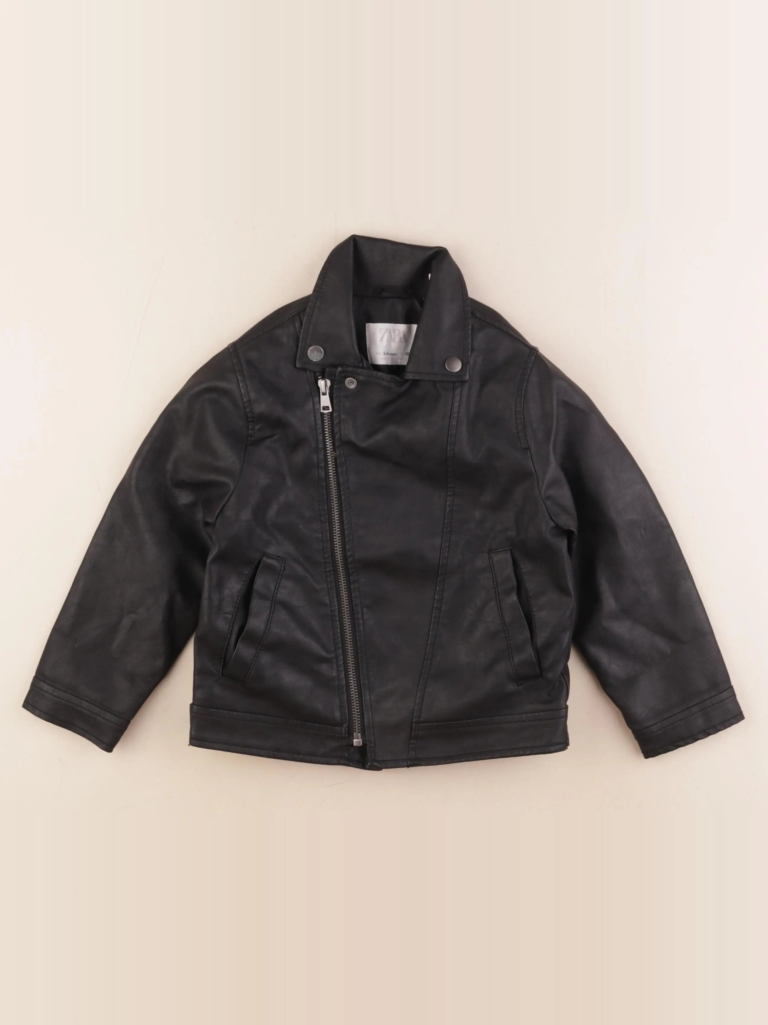 Zara - veste simili cuir noir - 3/4 ans