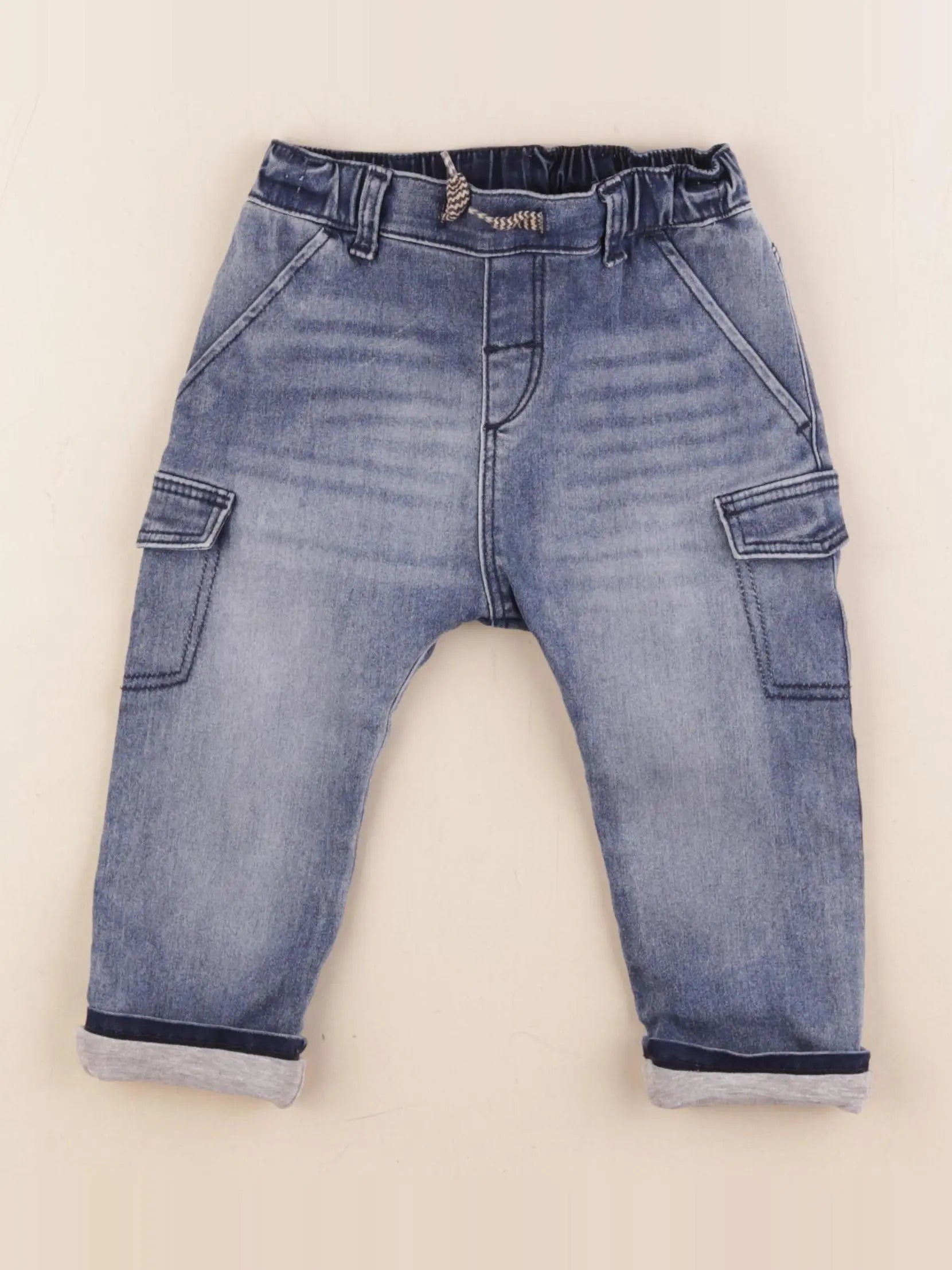H&M - pantalon bleu - 12/18 mois