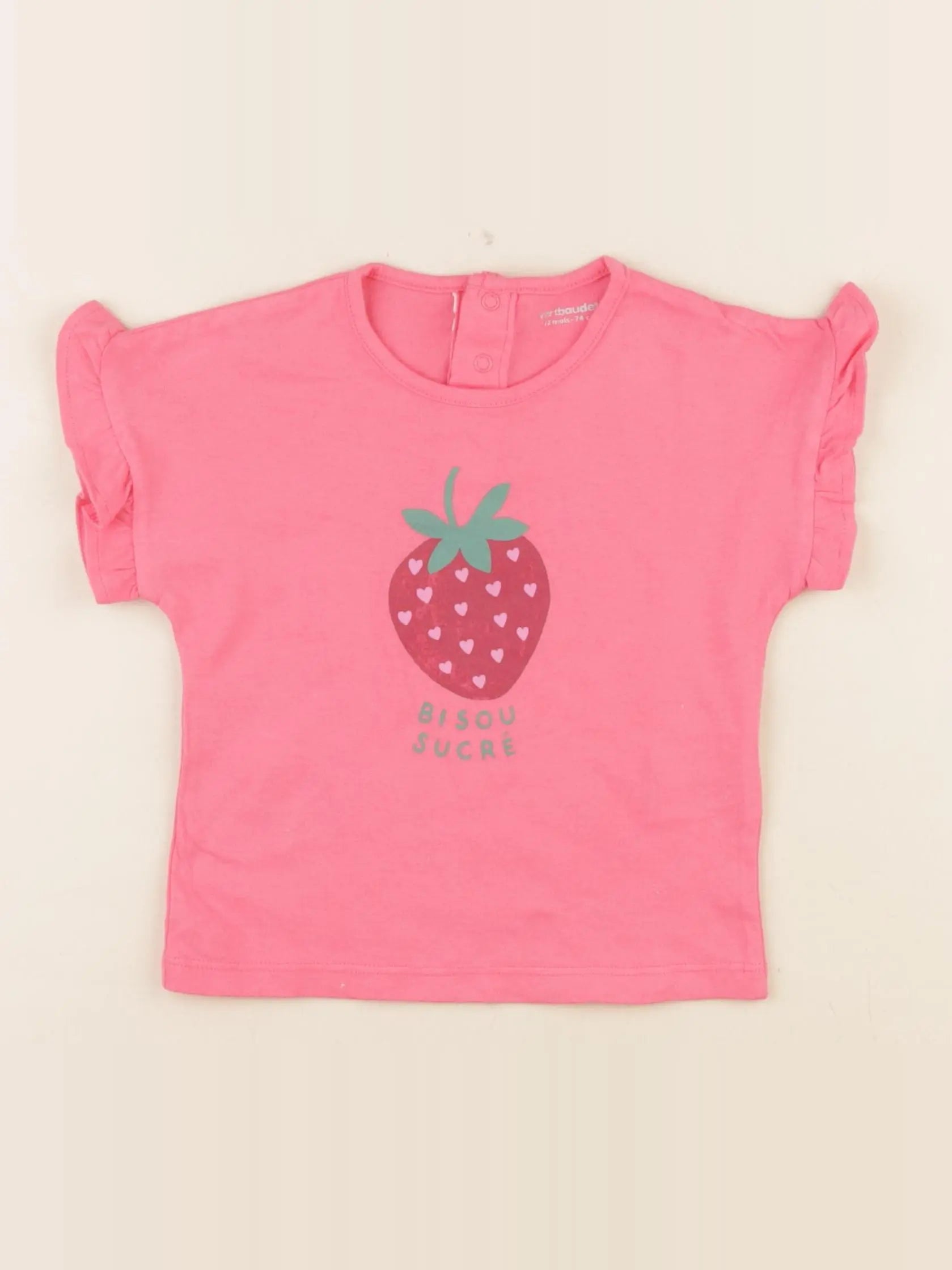 Vertbaudet - tee-shirt rose - 12 mois
