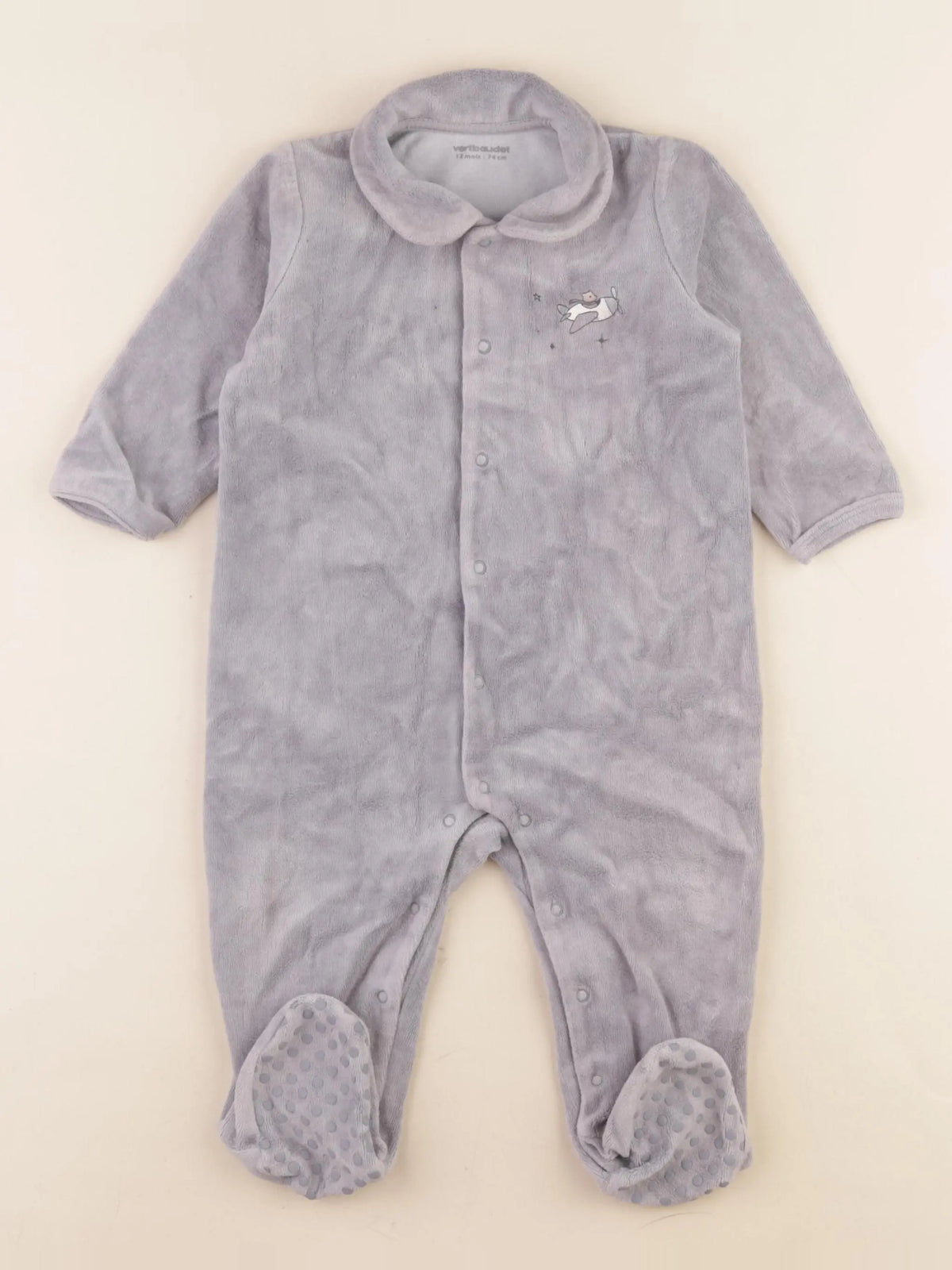 Vertbaudet - pyjama velours bleu - 12 mois