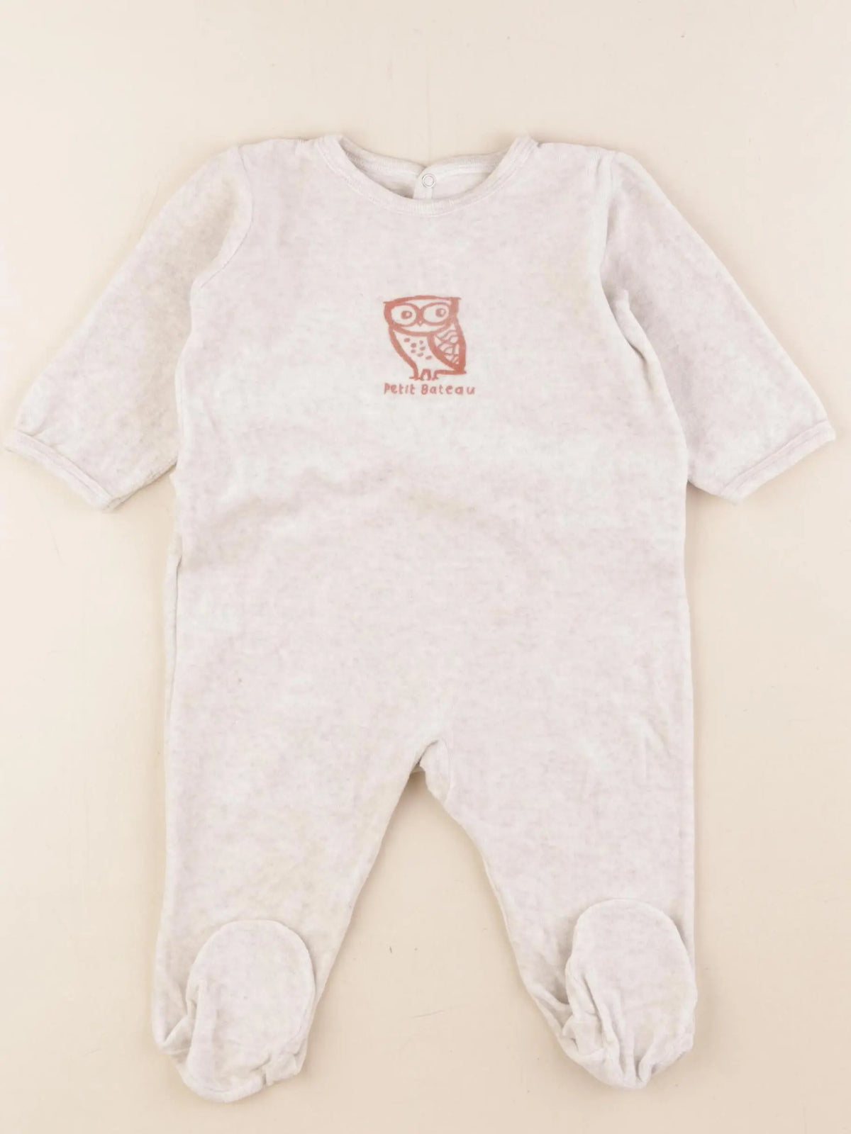 Petit Bateau - pyjama velours beige - 6 mois