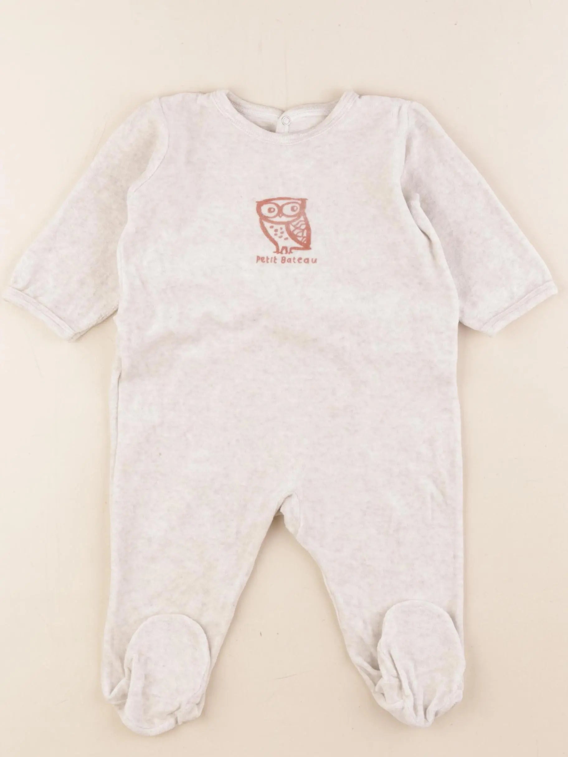 Petit Bateau - pyjama velours beige - 6 mois