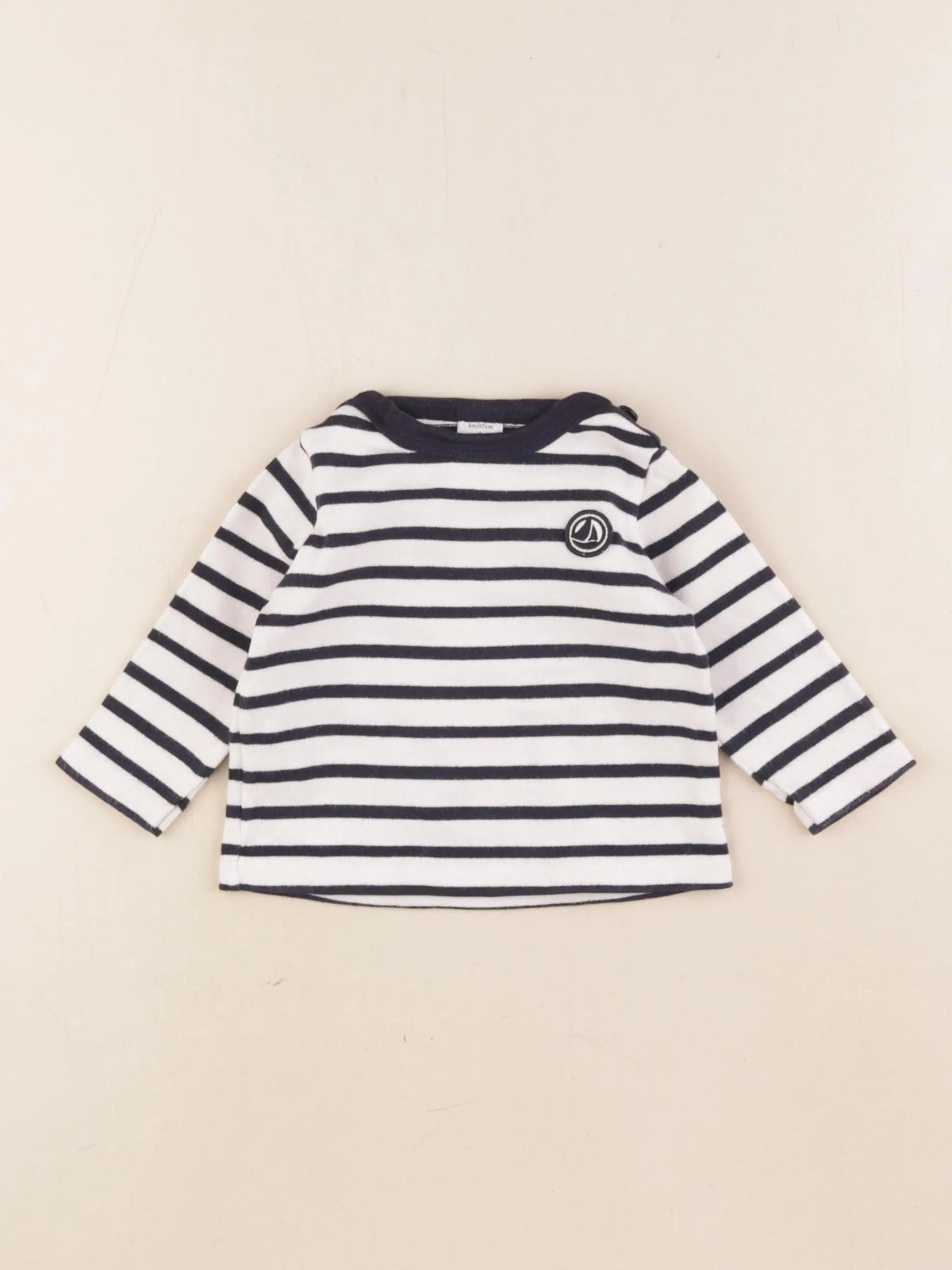 Petit Bateau - tee-shirt beige, bleu - 6 mois