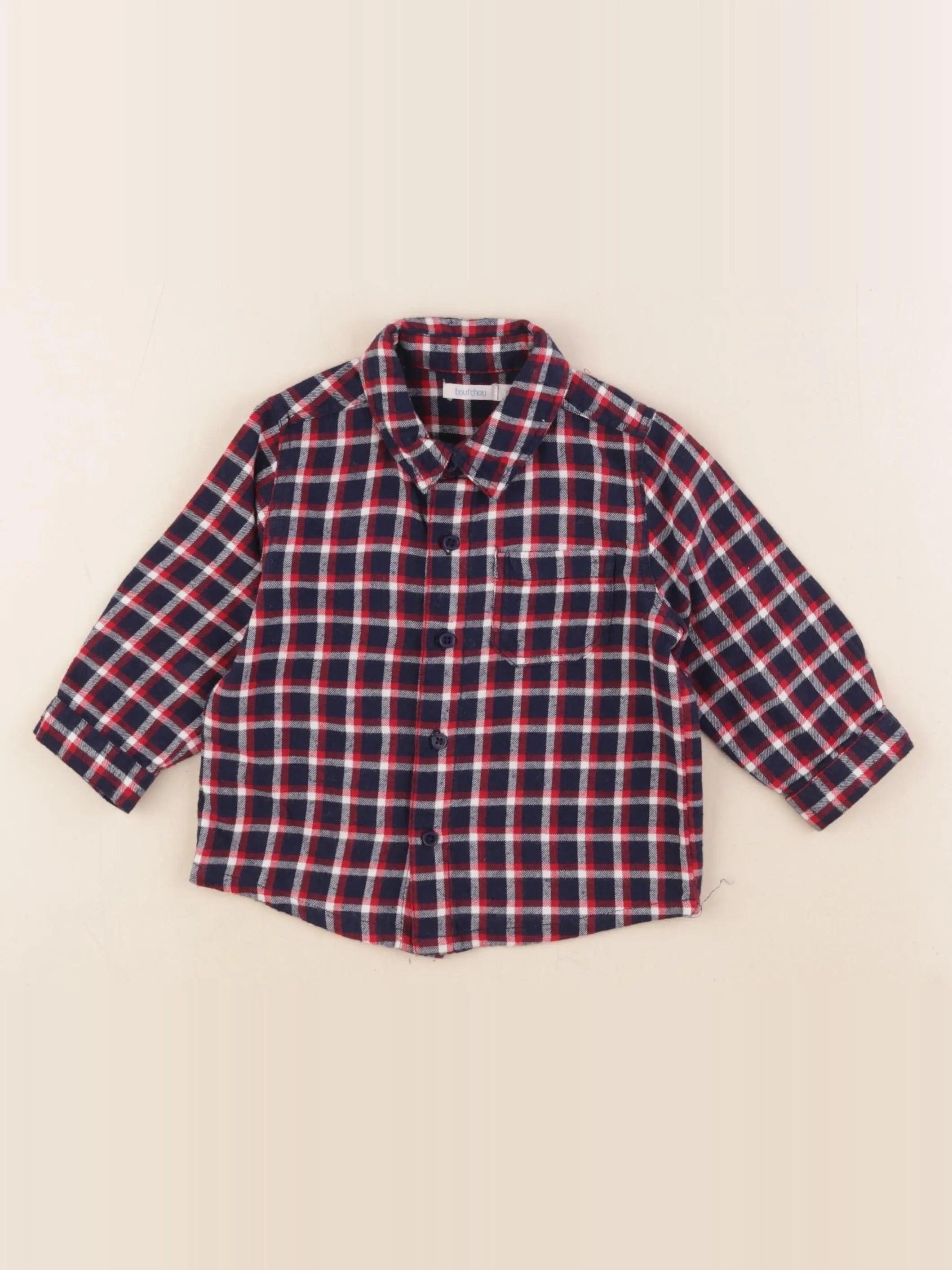 Boutchou - chemise bleu, rouge - 9 mois