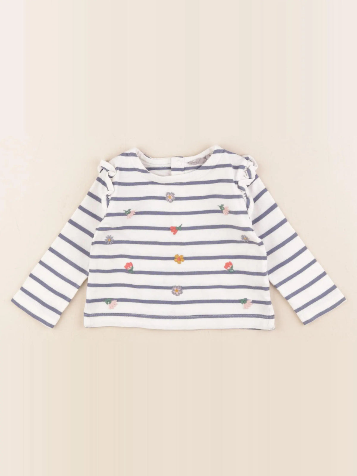 Boutchou - tee-shirt blanc, bleu - 6 mois