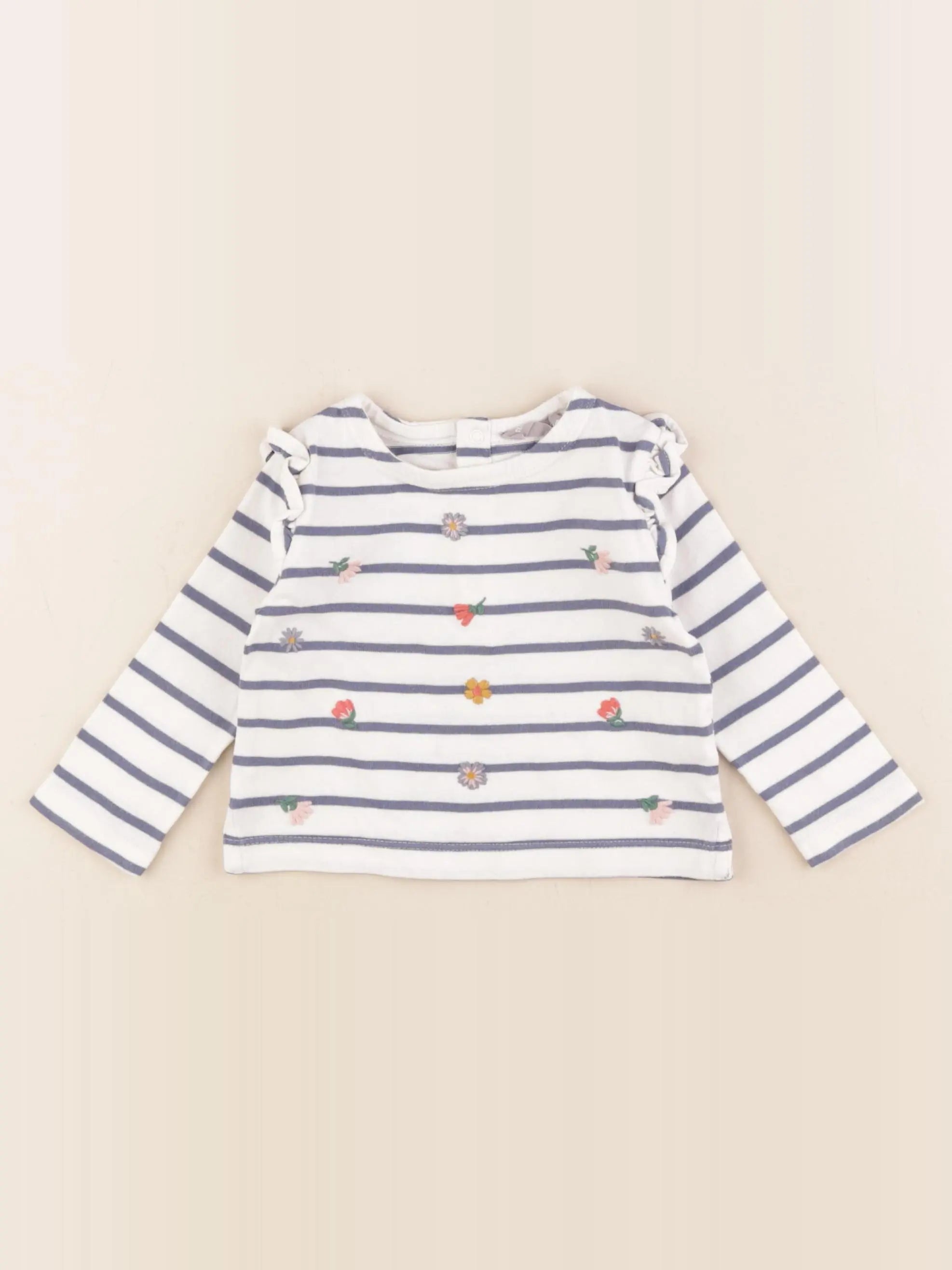 Boutchou - tee-shirt blanc, bleu - 6 mois
