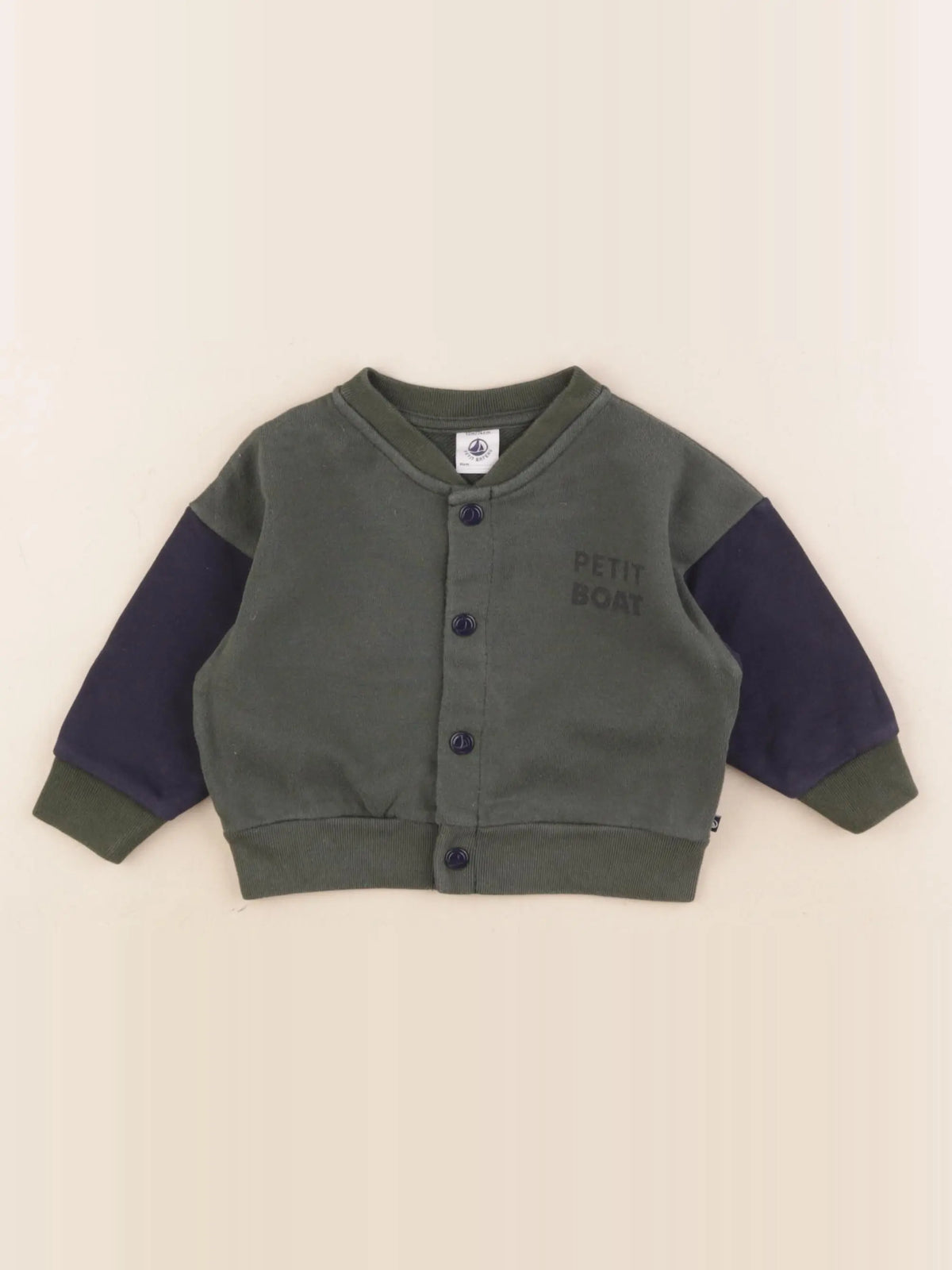 Petit Bateau - sweat bleu, vert - 12 mois
