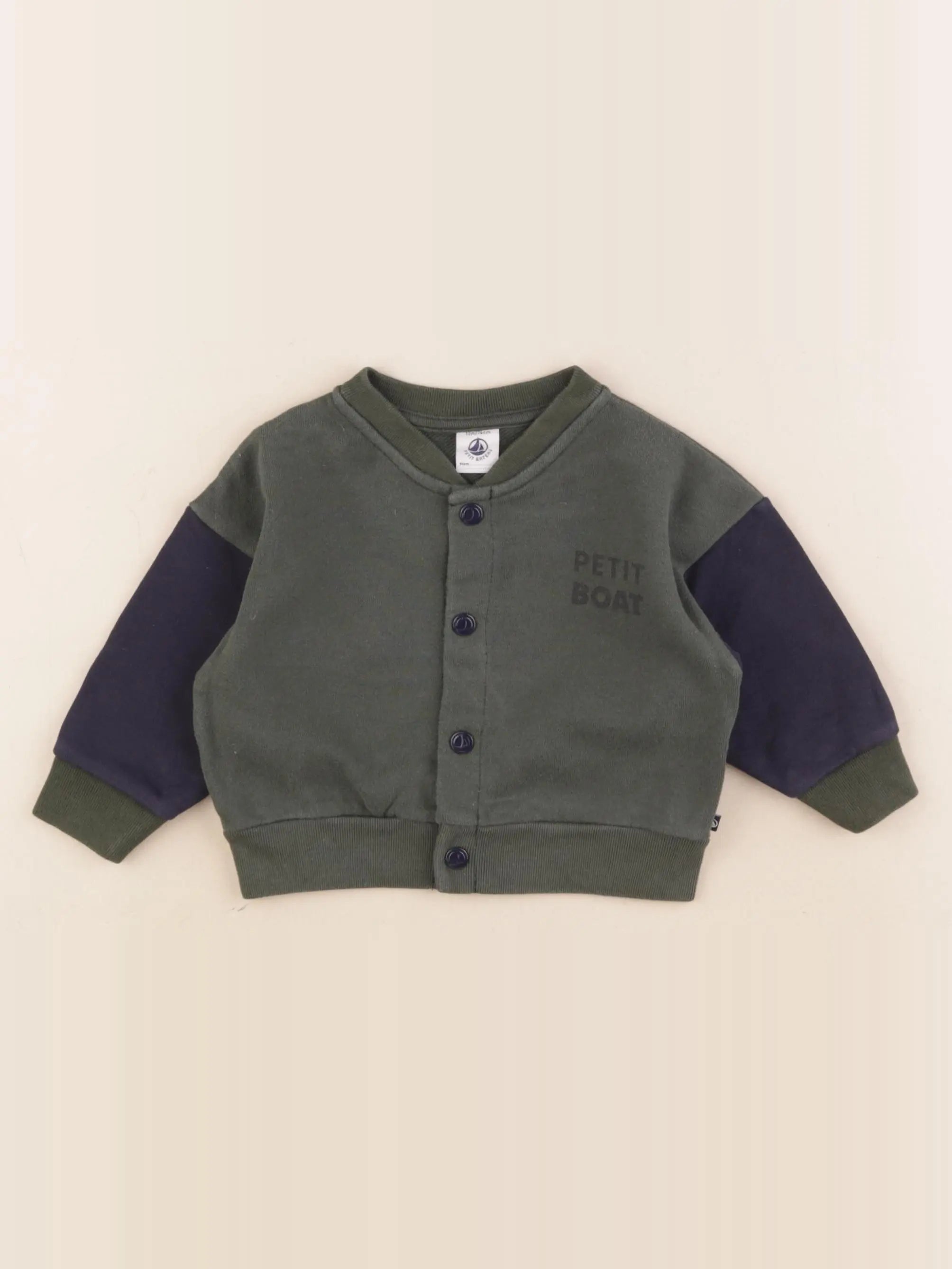 Petit Bateau - sweat bleu, vert - 12 mois