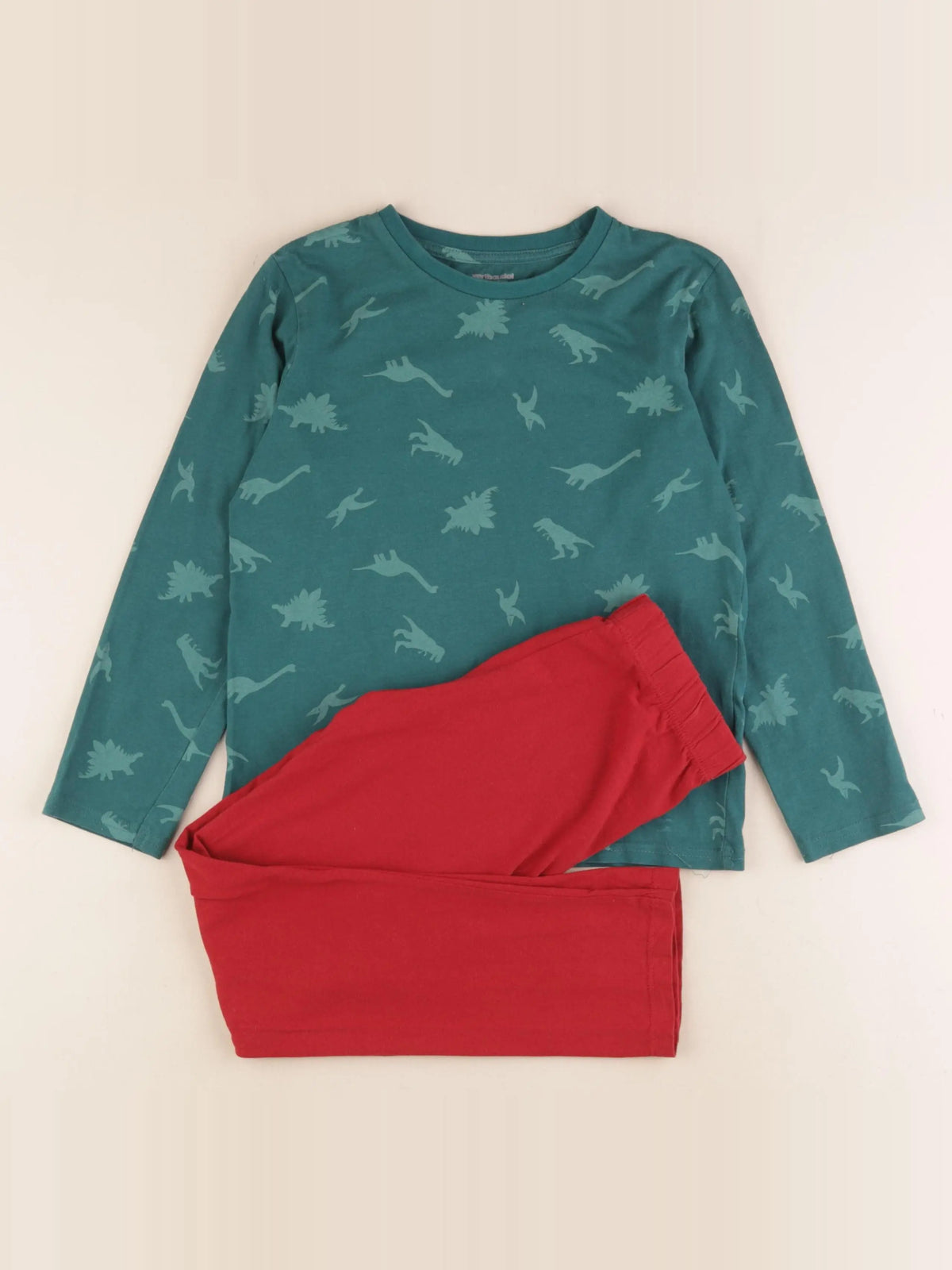 Vertbaudet - pyjama coton rouge, vert - 8 ans