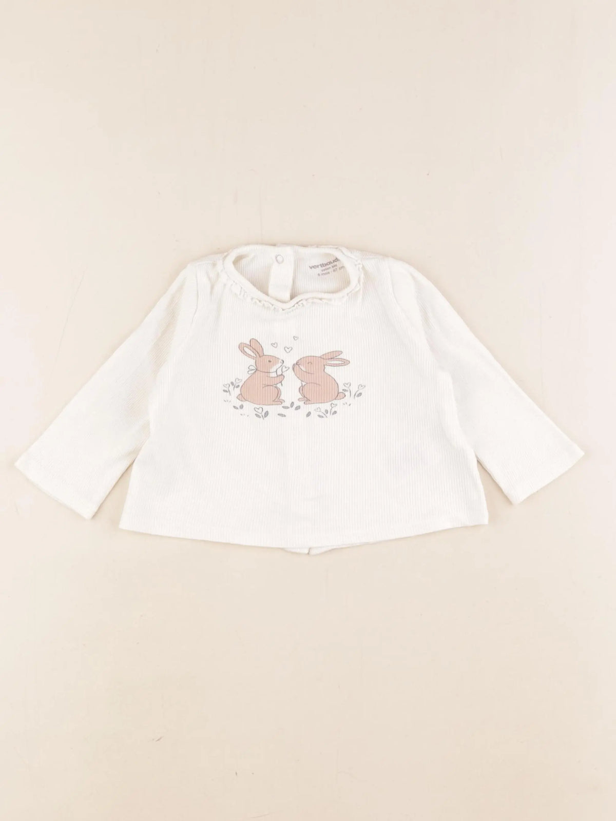 Vertbaudet - tee-shirt beige - 6 mois