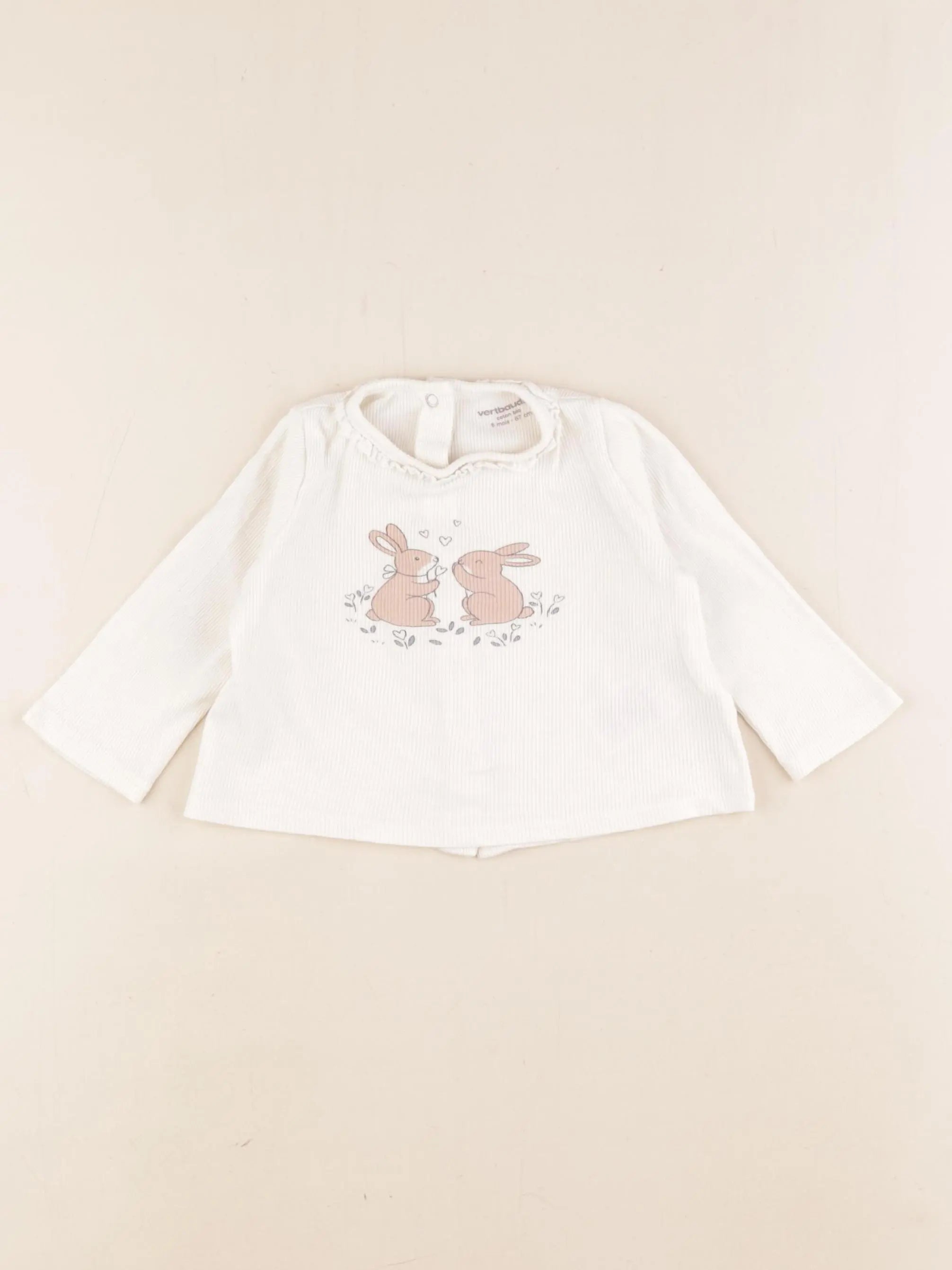 Vertbaudet - tee-shirt beige - 6 mois