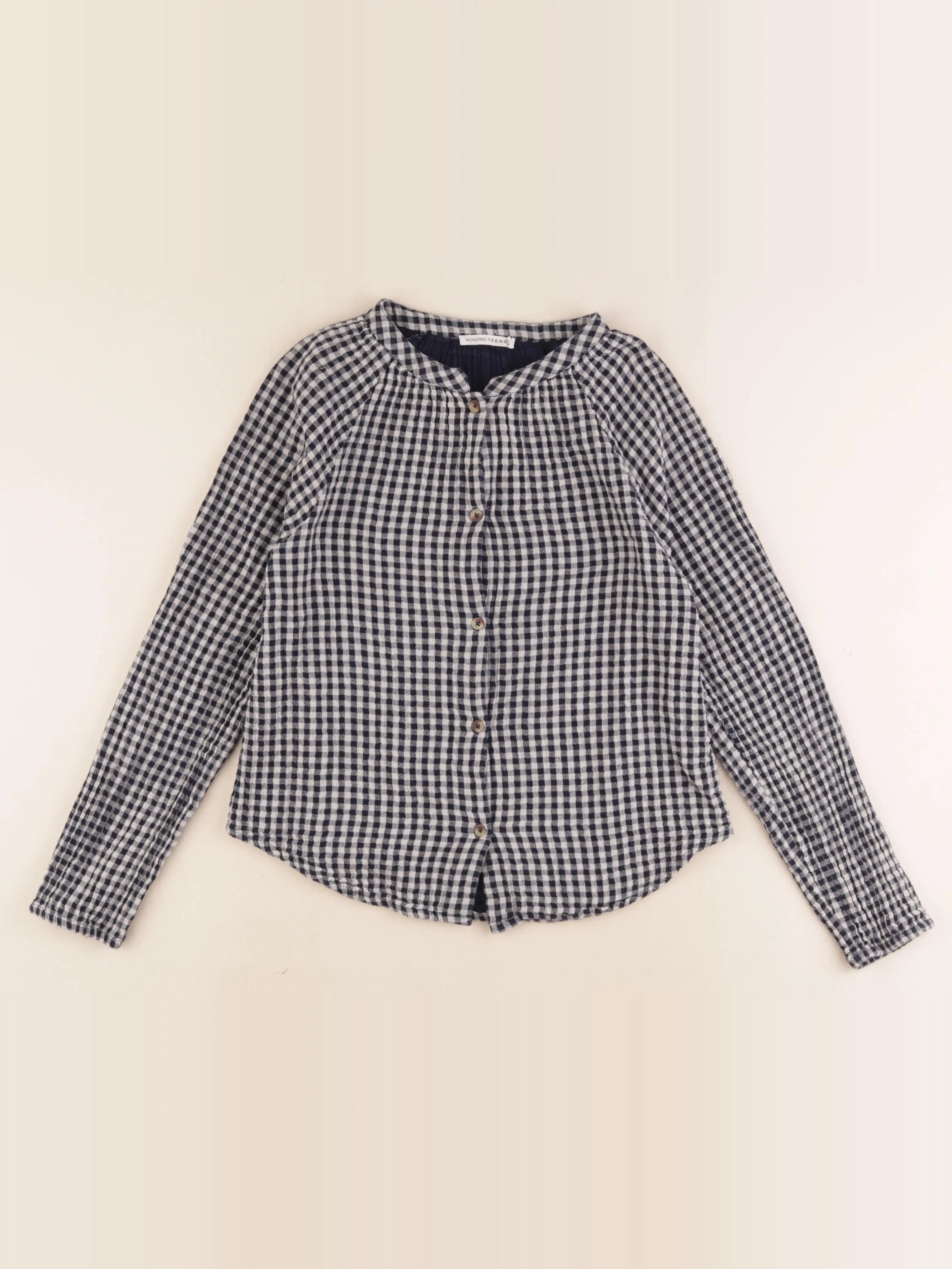 Monoprix - blouse bleu, beige - 12 ans