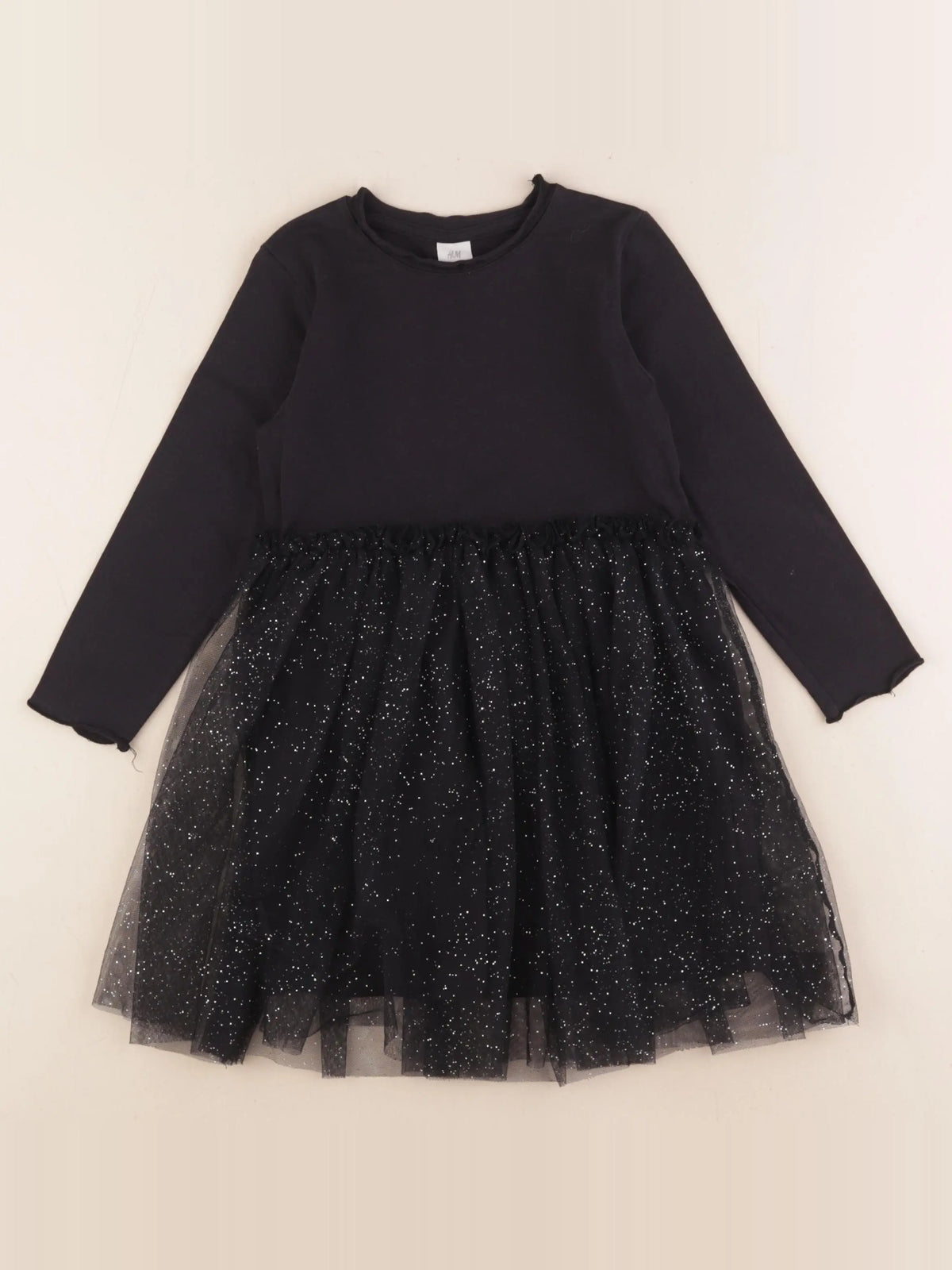 H&M - robe noir, argent - 2/3 ans