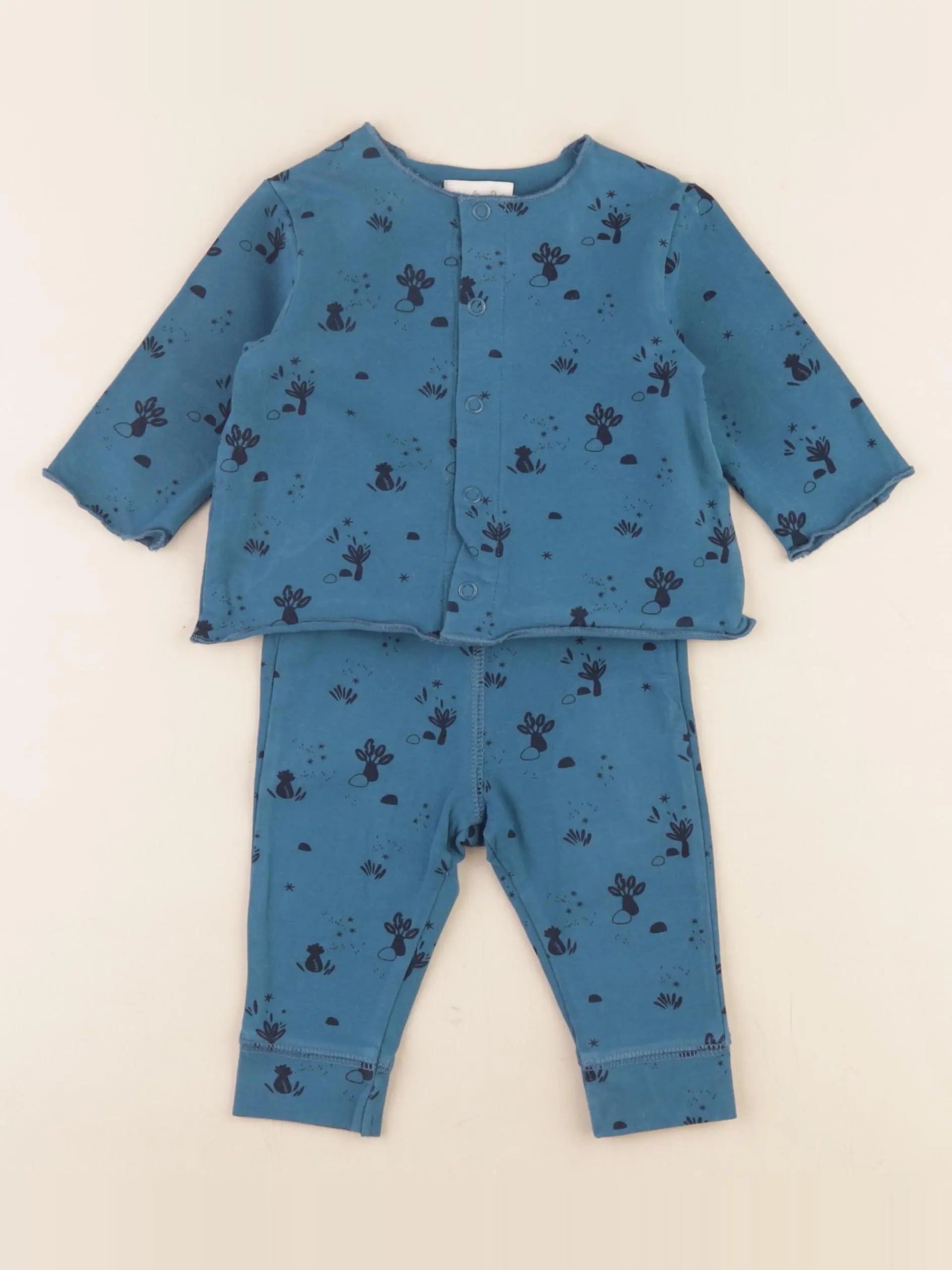 Moulin Roty - pyjama coton bleu - 6 mois