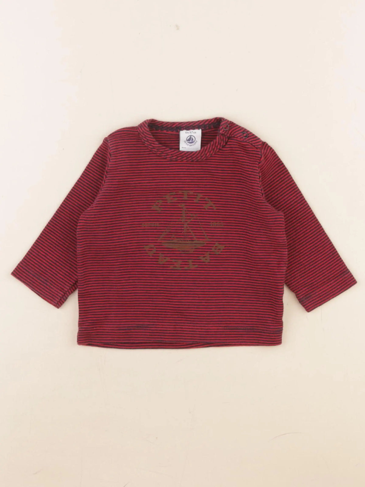 Petit Bateau - tee-shirt rouge - 6 mois