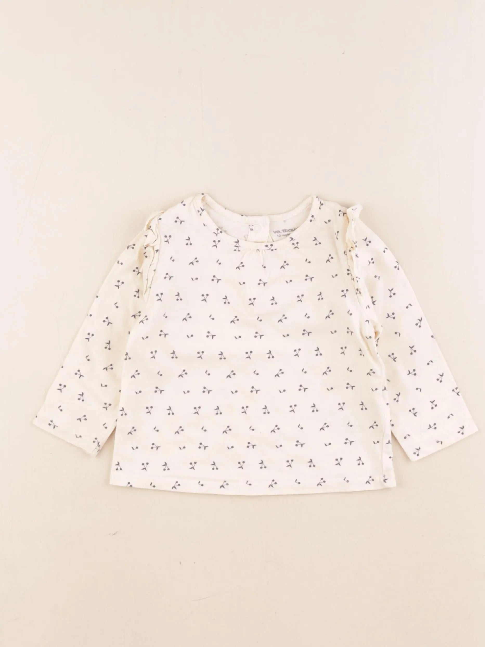Vertbaudet - tee-shirt beige - 12 mois
