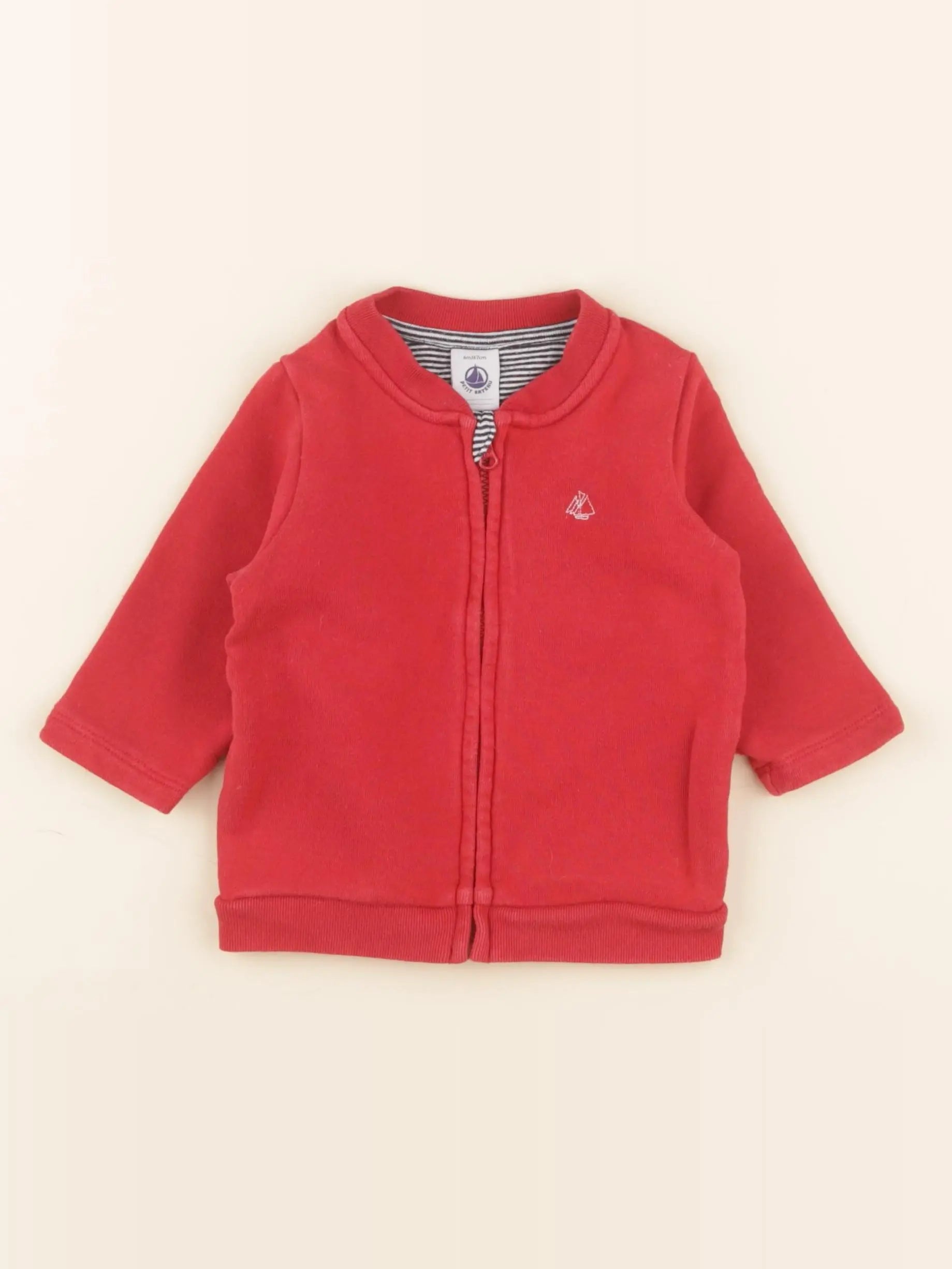 Petit Bateau - sweat rouge - 6 mois