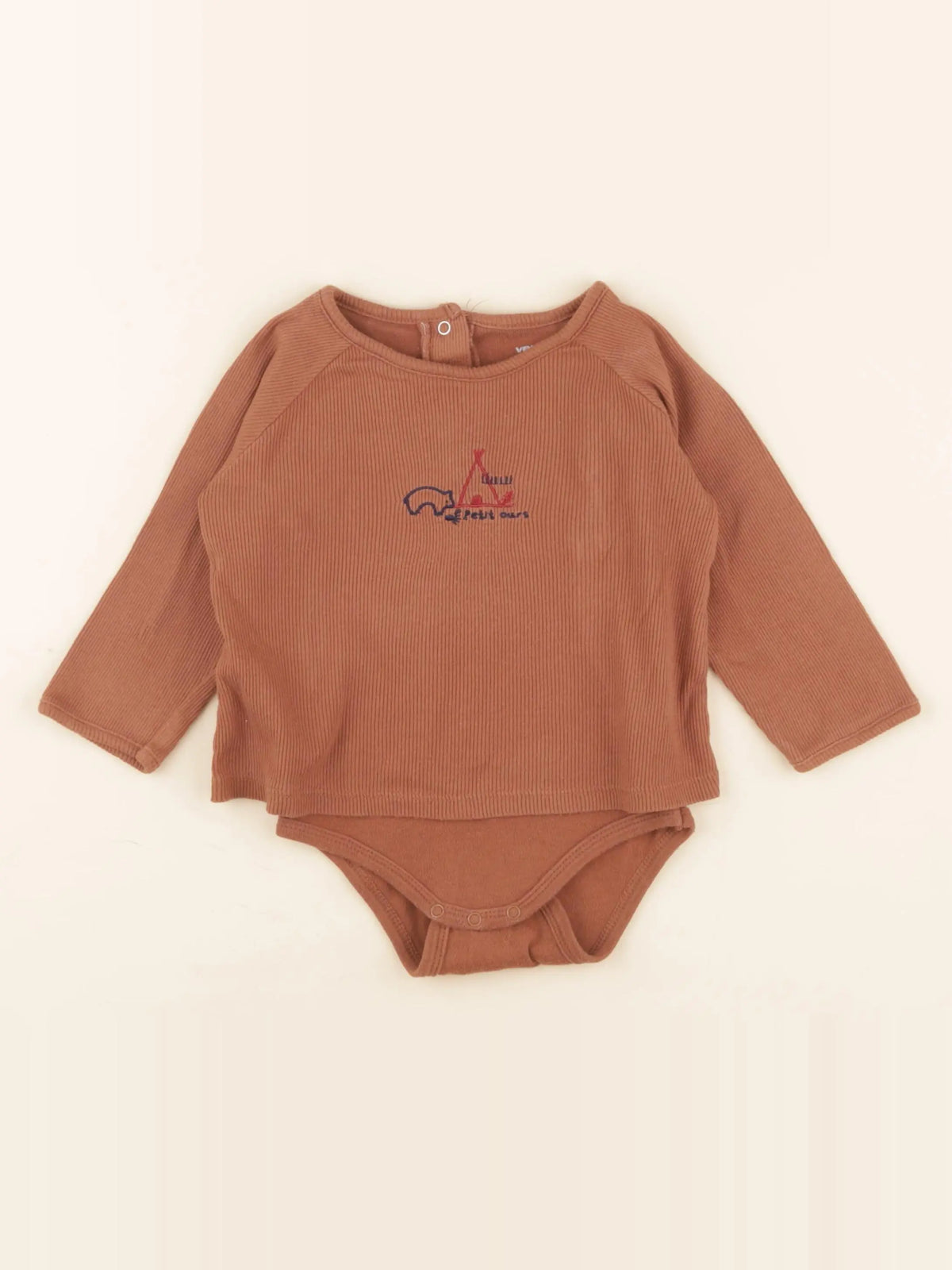 Vertbaudet - body tee-shirt marron - 12 mois
