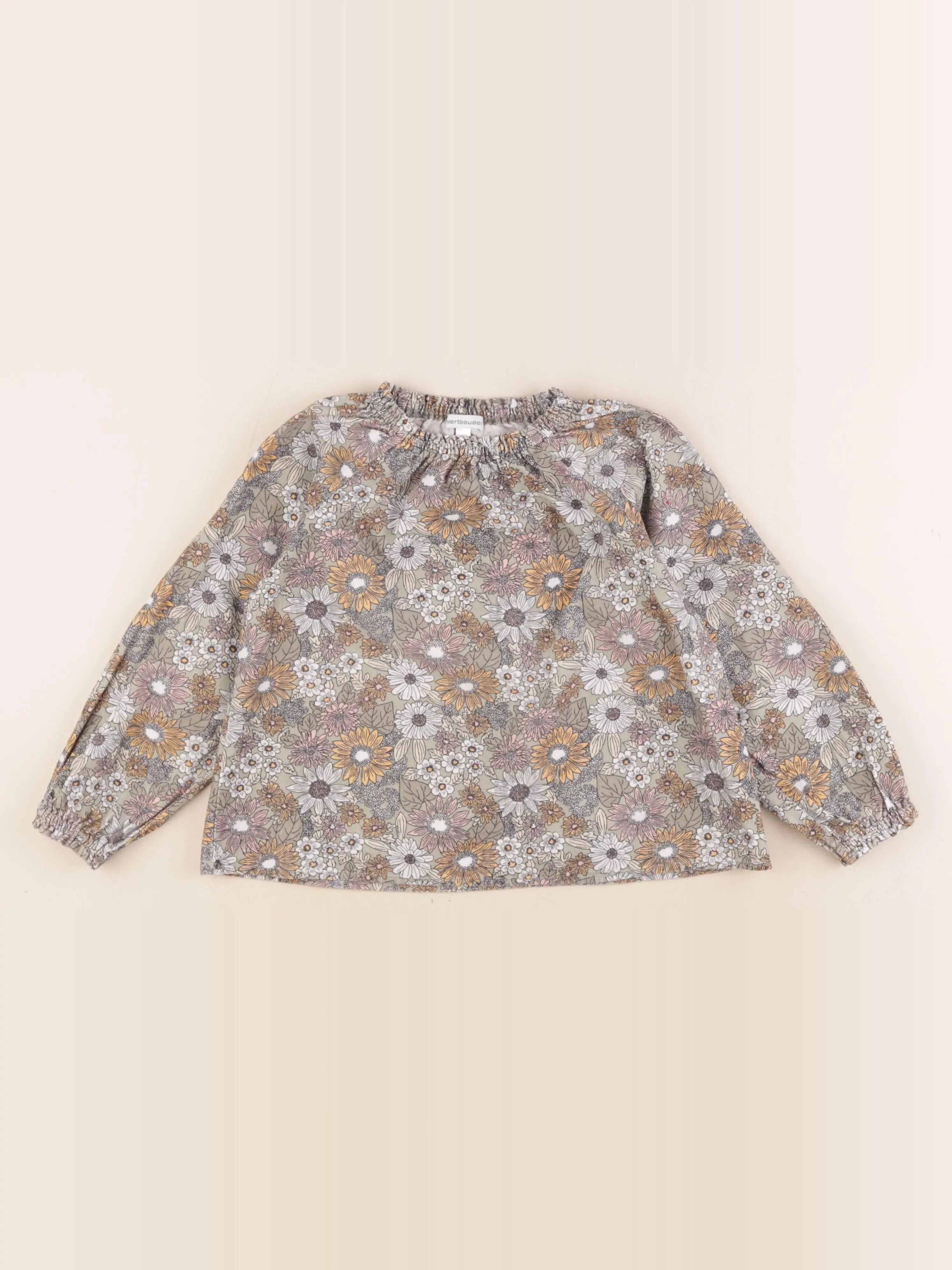 Vertbaudet - blouse velours multicolore - 7 ans
