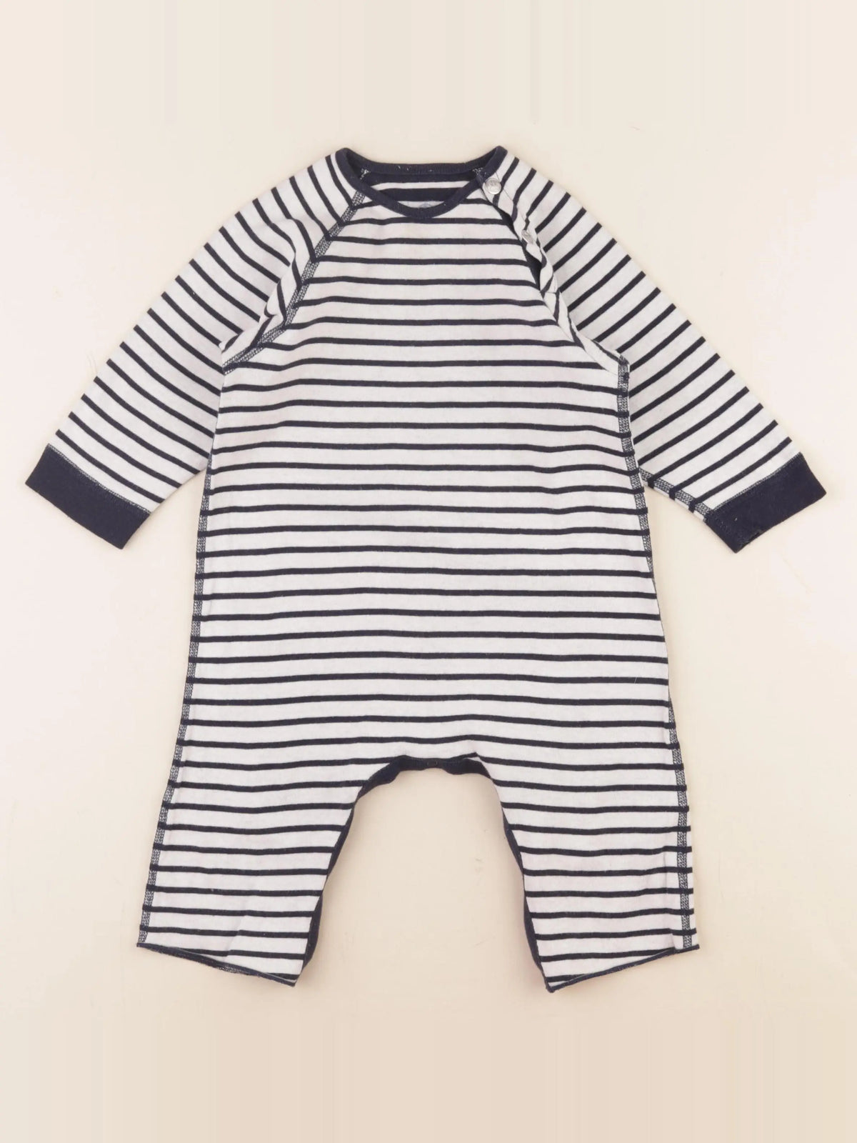 Petit Bateau - combinaison bleu, gris - 12 mois