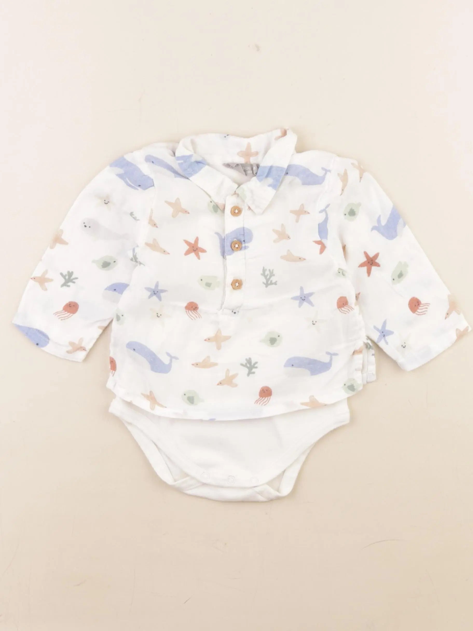 Boutchou - body chemise multicolore - 6 mois
