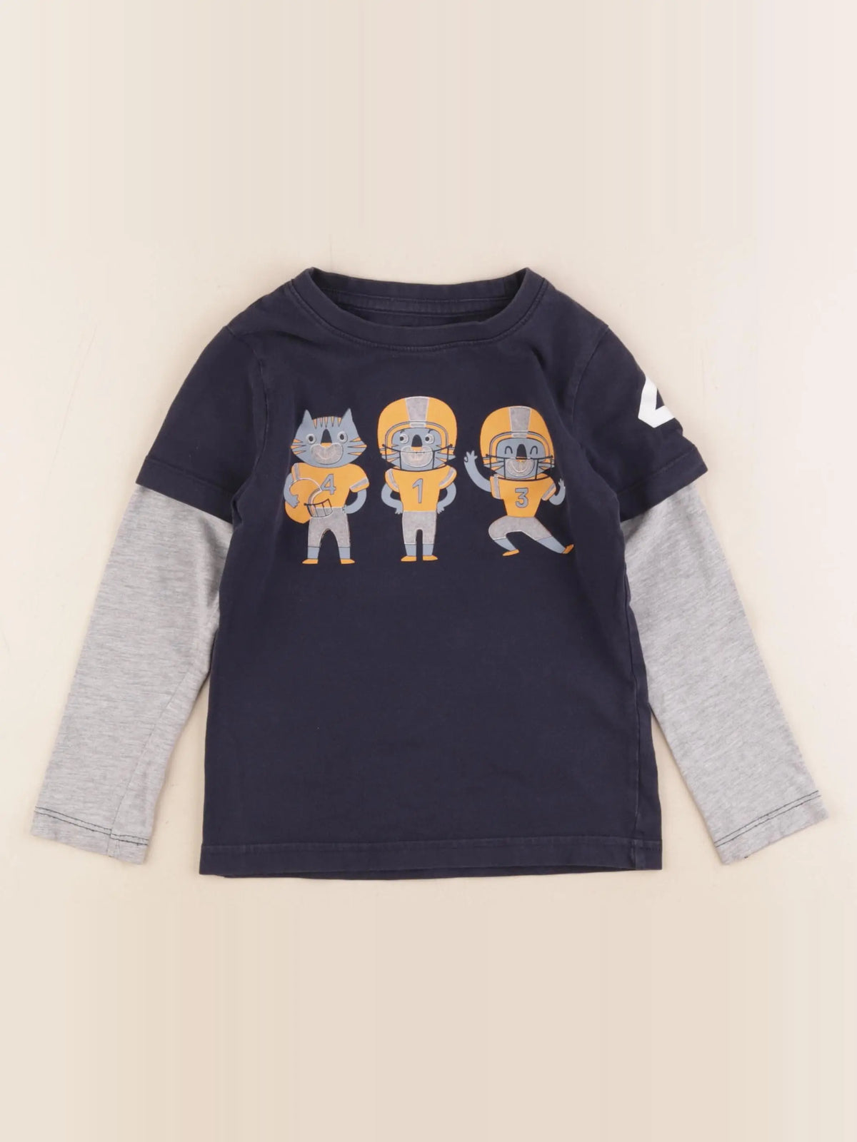 Vertbaudet - tee-shirt bleu, gris - 4 ans