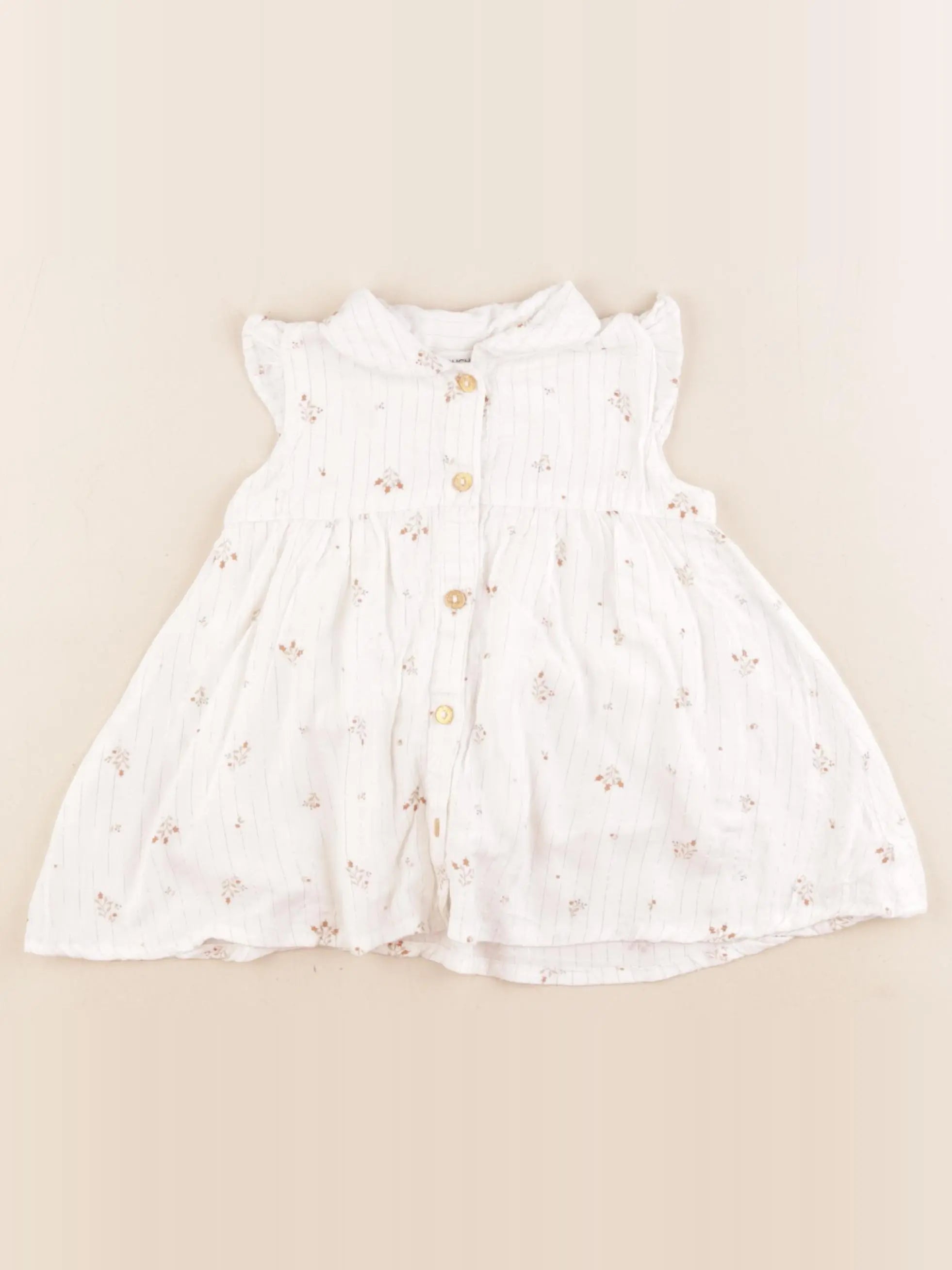 Bouchara - robe or, blanc - 6 mois