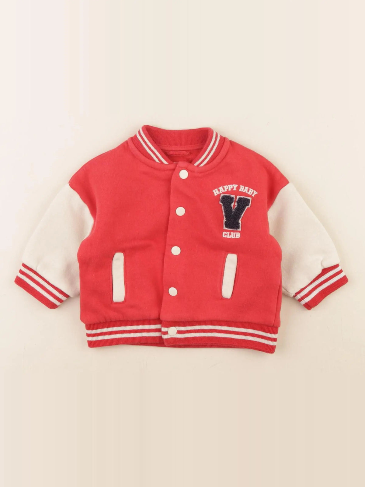 Vertbaudet - veste rouge, beige - 6 mois