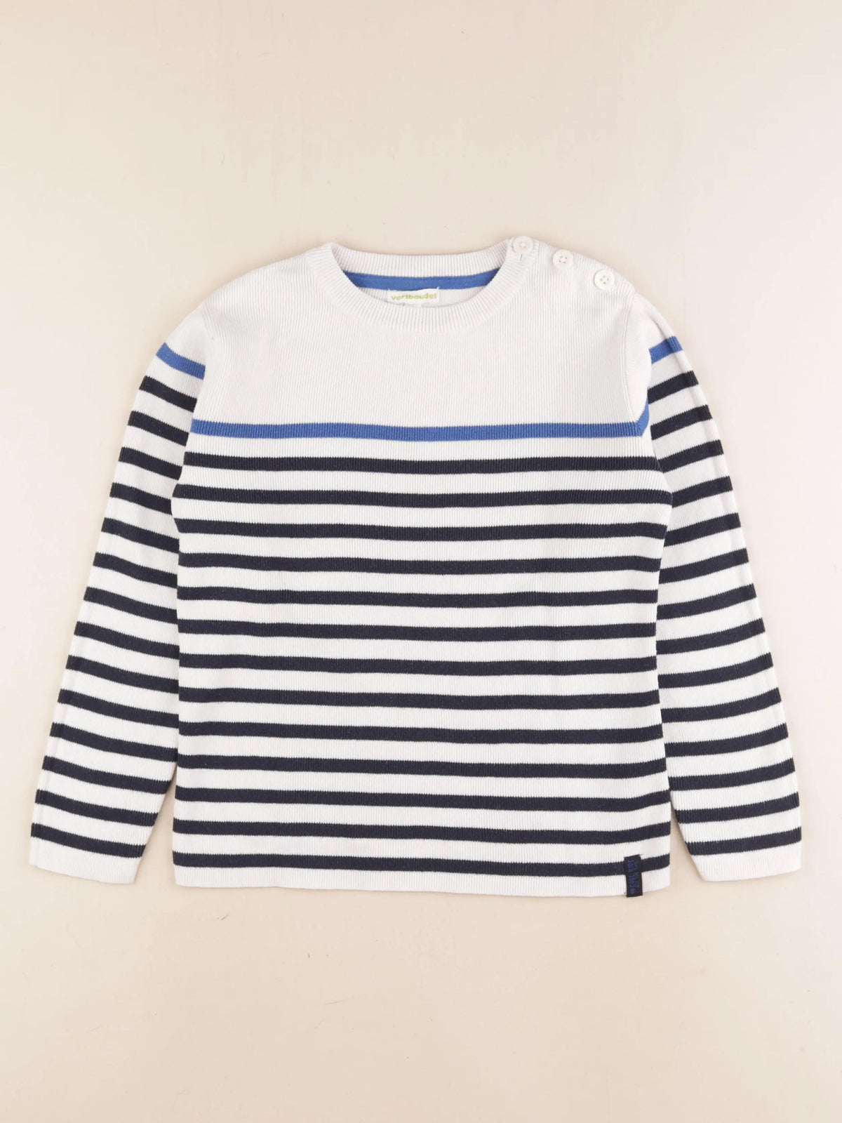 Vertbaudet - pull blanc, bleu - 8 ans